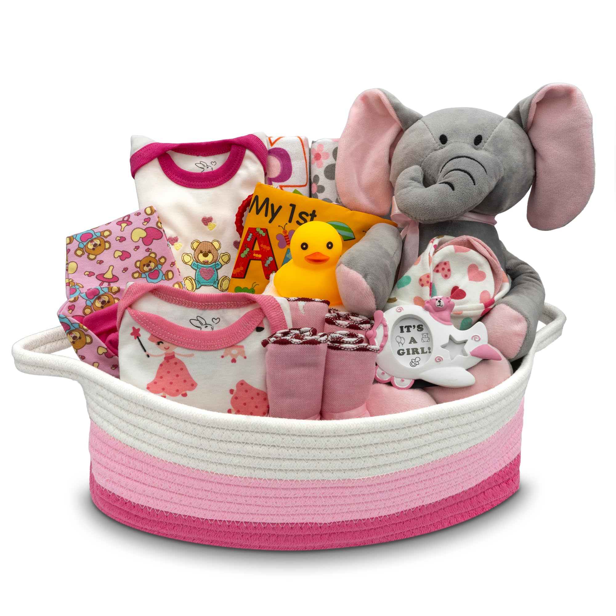 Bundle of Joy Deluxe Newborn Baby Gift Basket Set - Pink Baby Essentials & Layette for Baby Girls | Perfect Baby Shower Gift for Expecting Moms | Nikki's Gift Baskets | Ideal for Welcome Home, Hospital Visits & New Parent Gifting