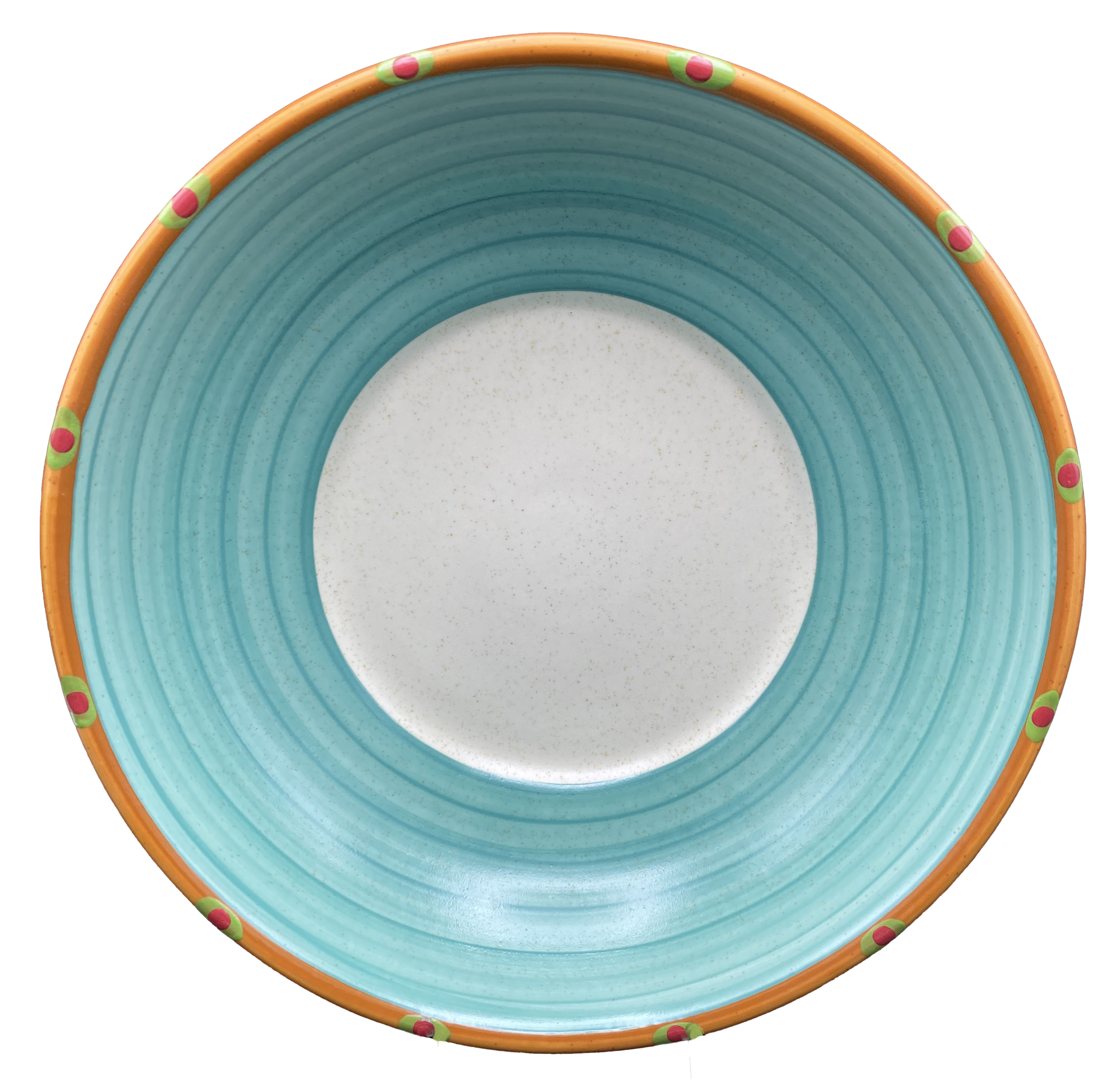 Extra Large Serving Bowl - Turquoise & Burnt Orange Ceramic Bowl | Perfect for Salads, Pasta, Fruit & Entertaining | Sedona Style Home Decor