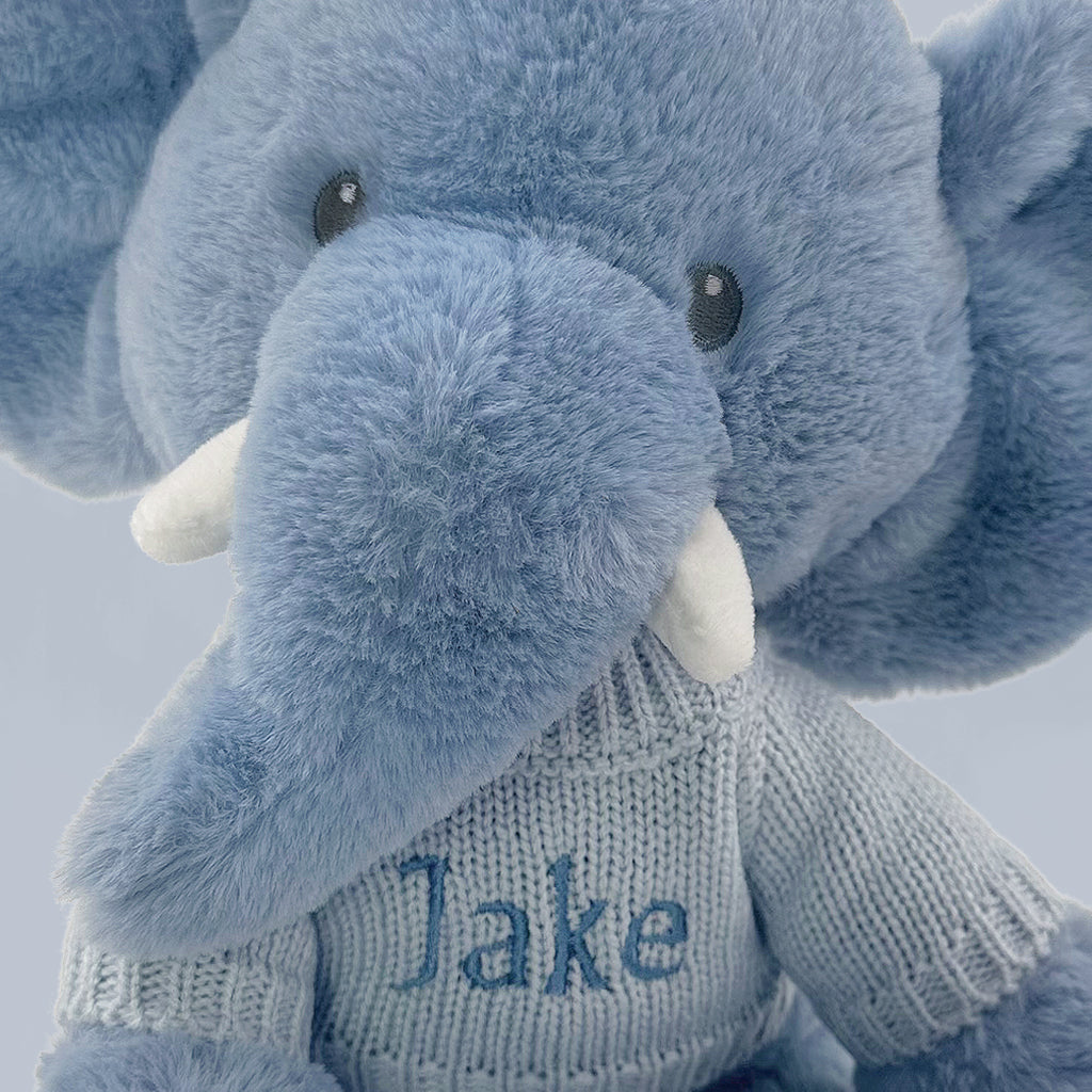 Customized Esme Elephant Plush Stuffed Animal with Blue Pajamas - Perfect Gift for Kids, Baby Shower & Nursery Decor