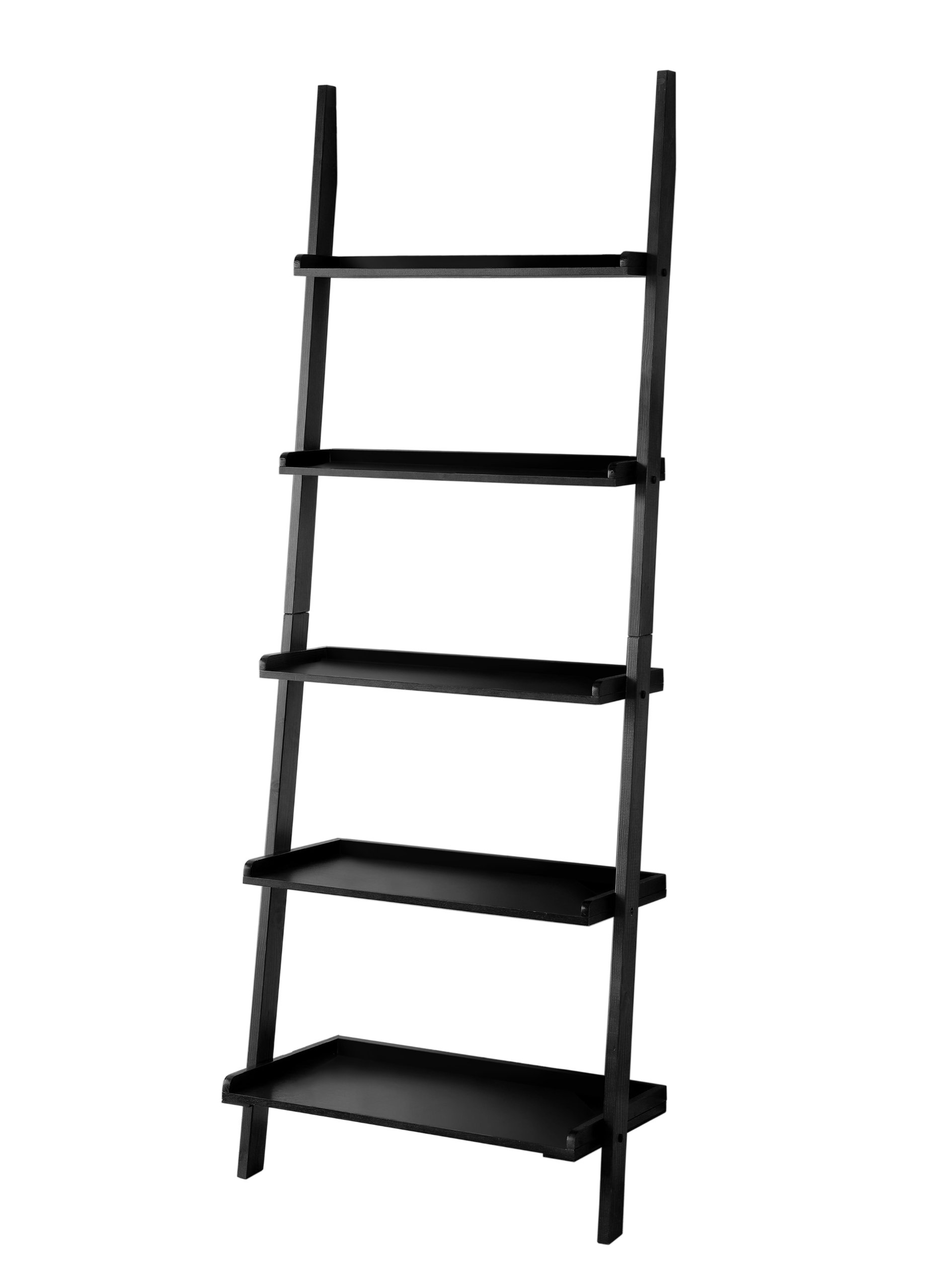 Furniture of America Klaudalie 5-Tier Ladder Style Bookshelf - Black Wooden Bookcase for Living Room, Bedroom & Office Storage | Modern Space-Saving Shelf for Books, Decor & Display