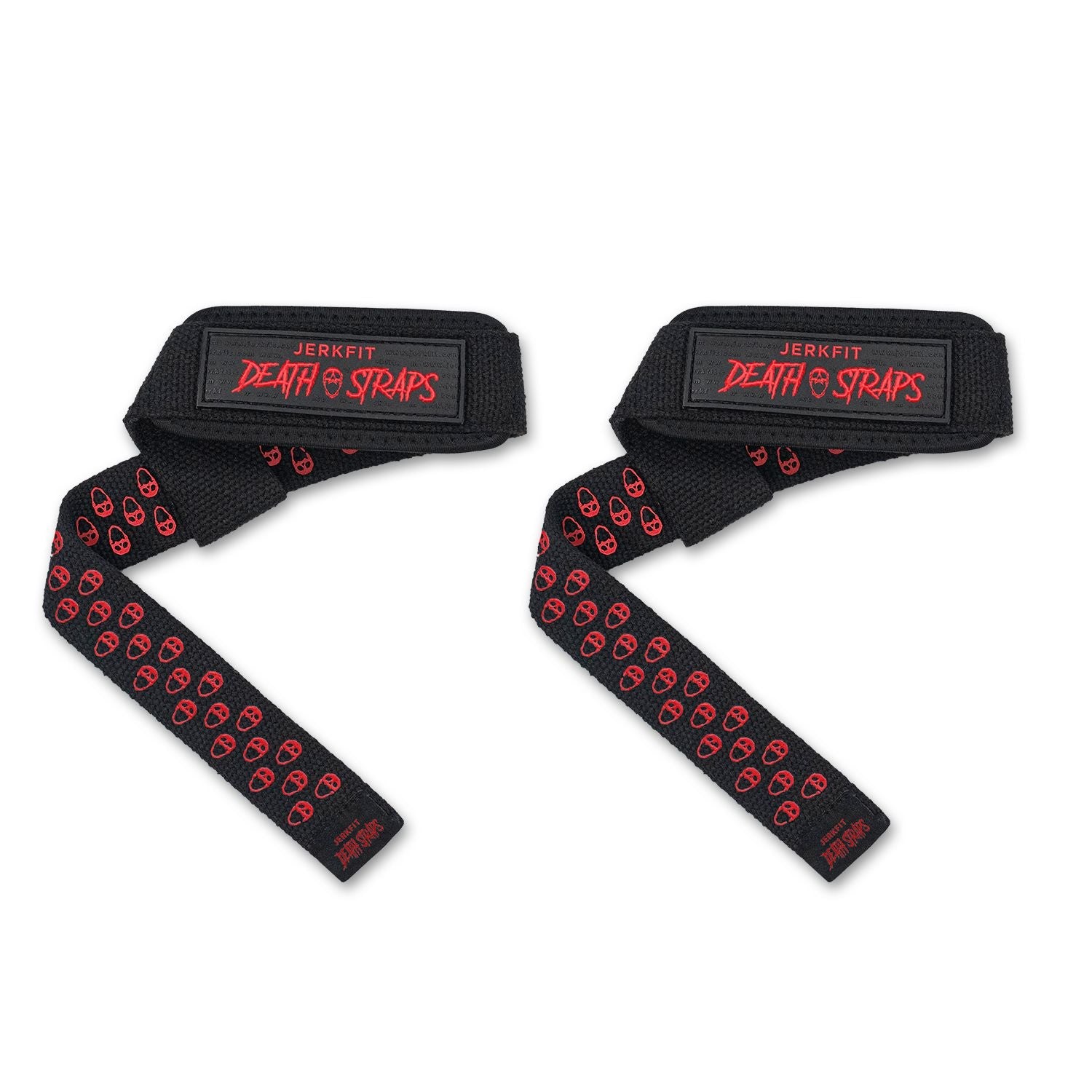 JerkFit Death Straps - Premium Double Sided Skull Grip Weight Lifting Straps for Powerlifting, CrossFit & Strength Training - Ideal for Deadlifts, Pull-ups & Heavy Lifting Workouts