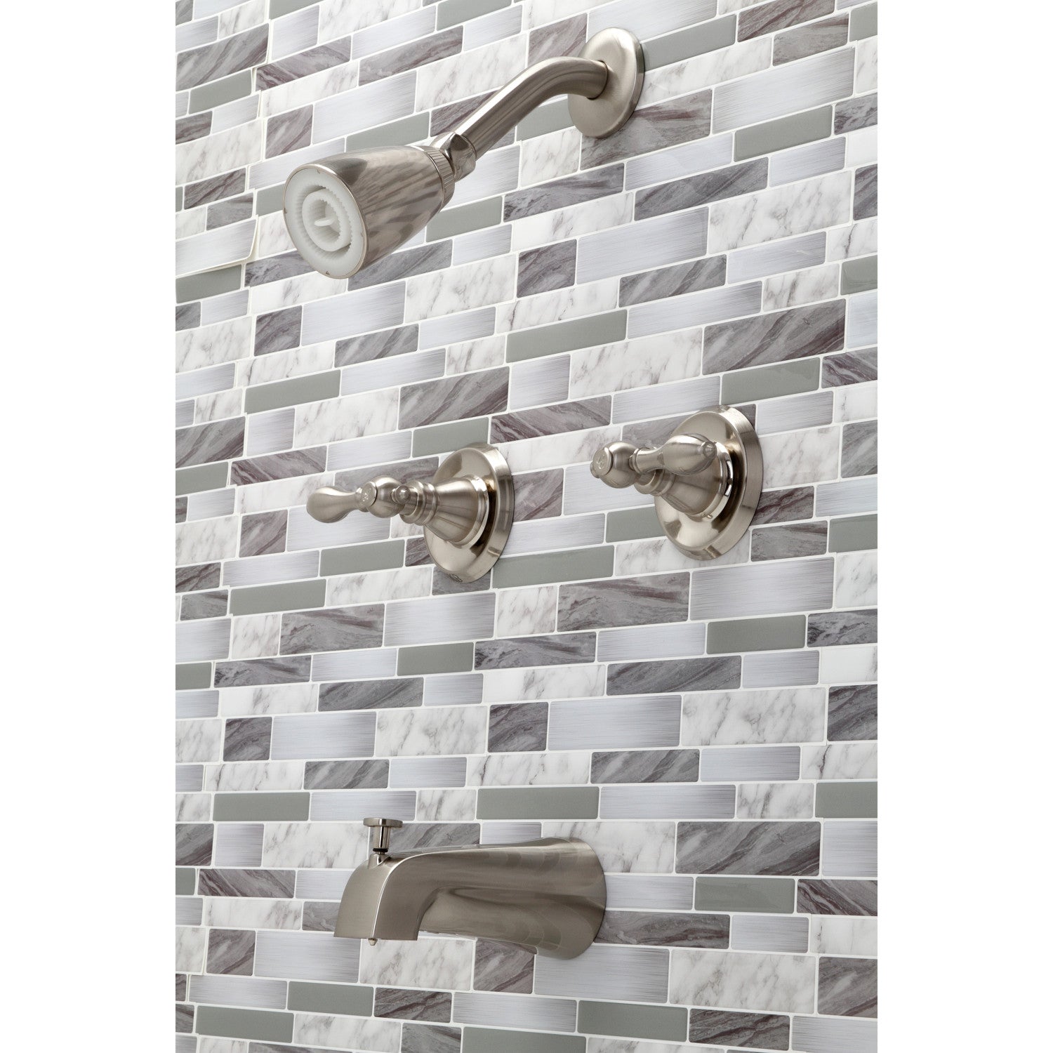 American Classic KB248ACL Double Handle Tub and Shower Faucet in Brushed Nickel - Perfect for Bathroom Renovation and Modern Home Upgrade