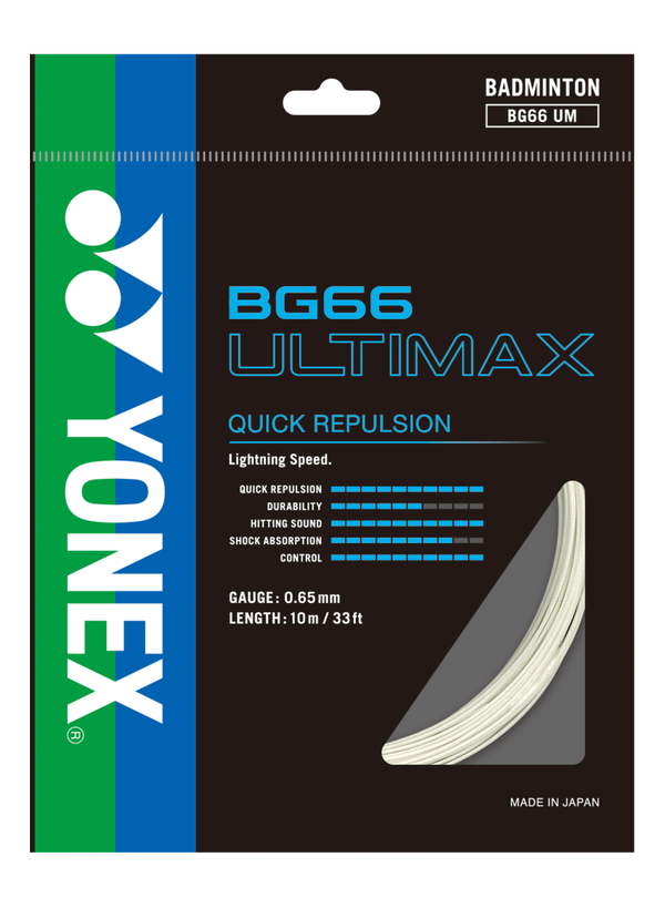 Yonex BG 66 Ultimax Badminton String Set (10m) - High Performance Badminton Racket String for Professional & Recreational Players - Perfect for Tournaments & Training Sessions