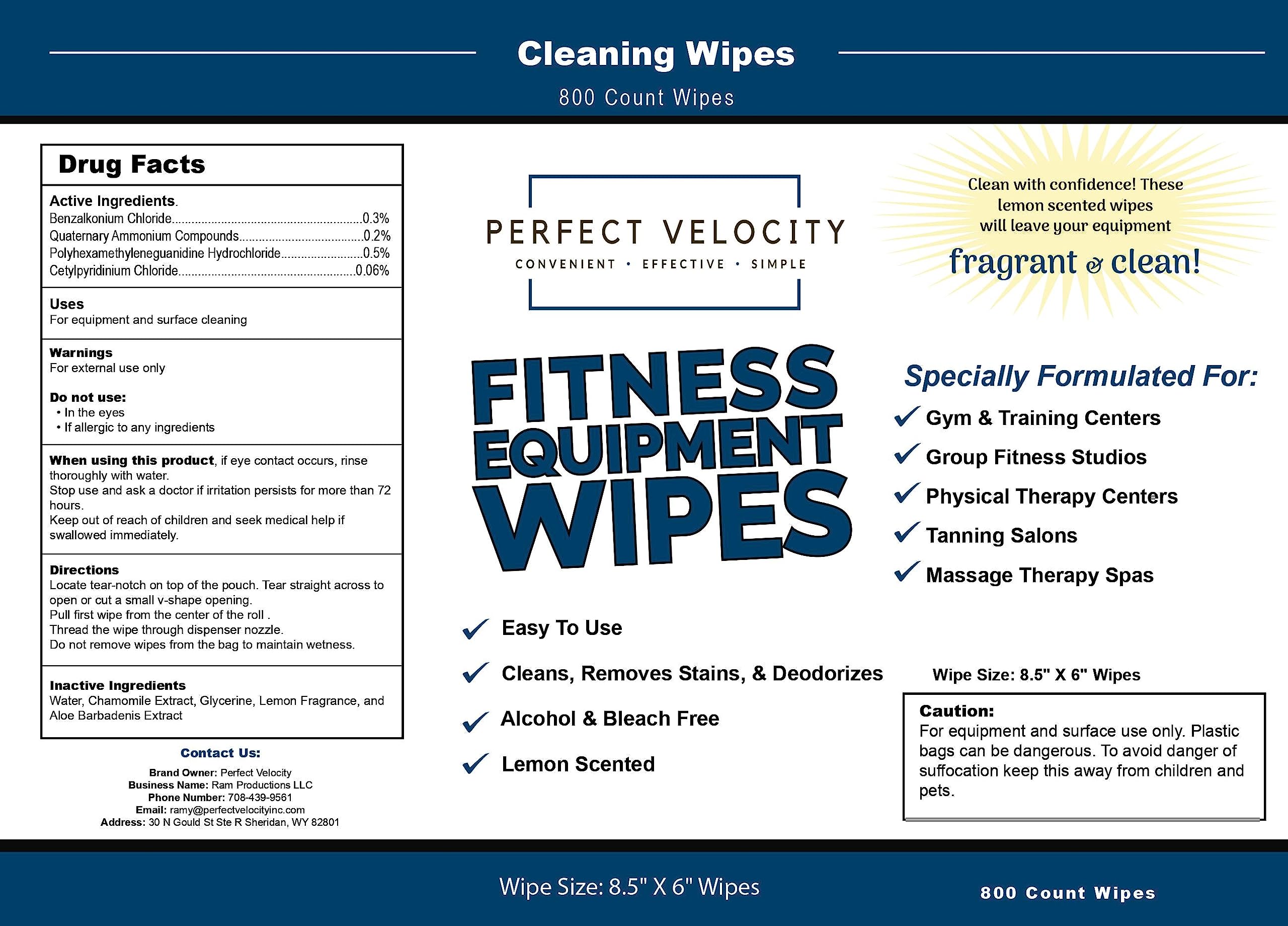 Fitness Gym Equipment Cleaning Wipes - 4 Rolls of 800 Pre-Moistened Antibacterial Wipes Refill for Gym Equipment, Exercise Machines & Fitness Gear - Perfect for Home Gyms, Commercial Gyms & Workout Studios