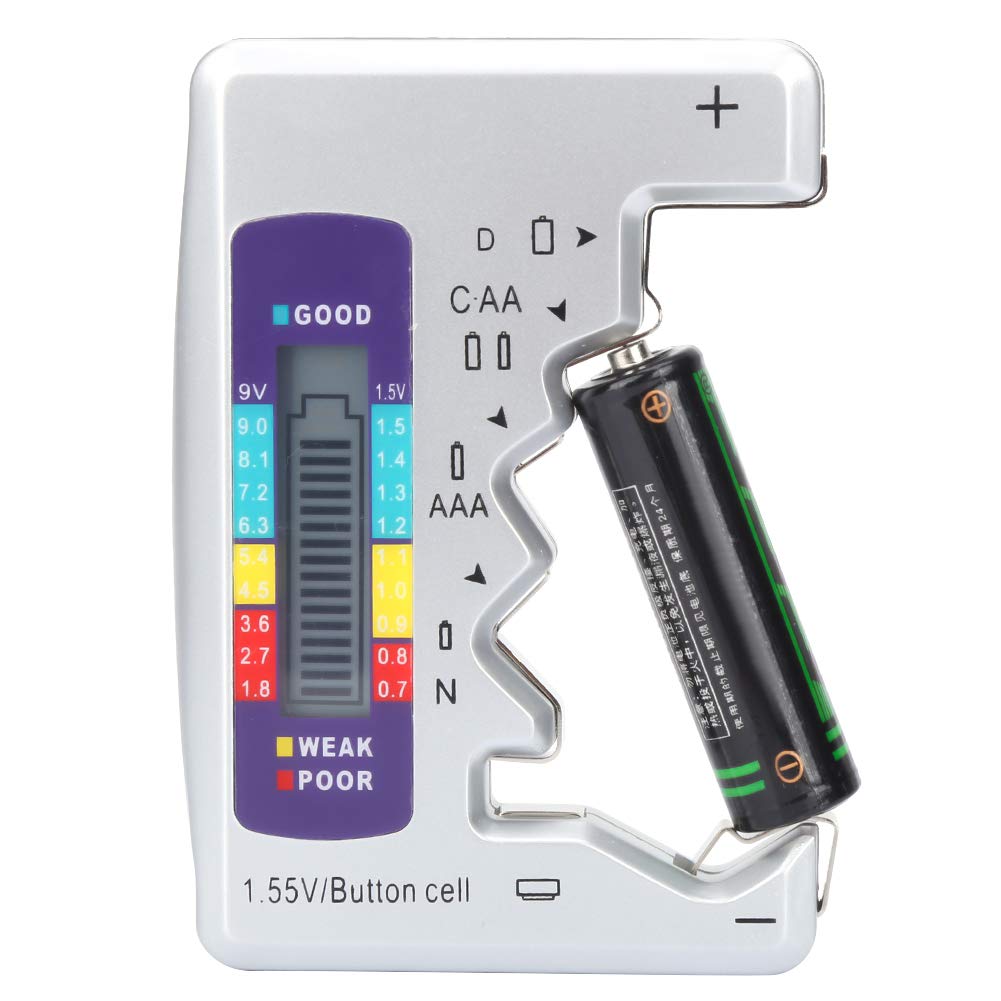 Universal Digital Battery Tester with LCD Display - Multi Battery Capacity Checker for AA, AAA, 9V & Button Batteries - Perfect for Home, Office & Emergency Kits