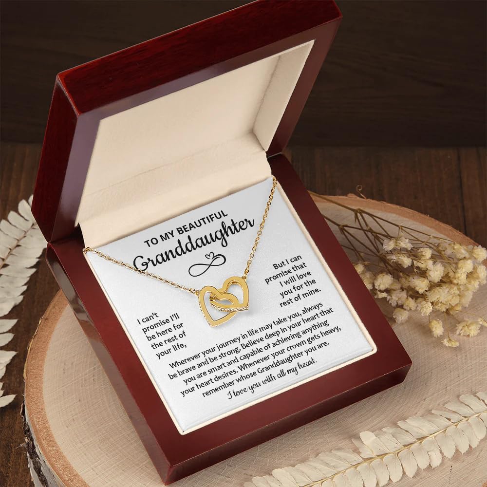 Interlocking Heart Necklace for Granddaughter - Meaningful Jewelry Gift from Grandma or Grandpa | Birthday & Graduation Present | Perfect for Special Occasions & Family Bonding