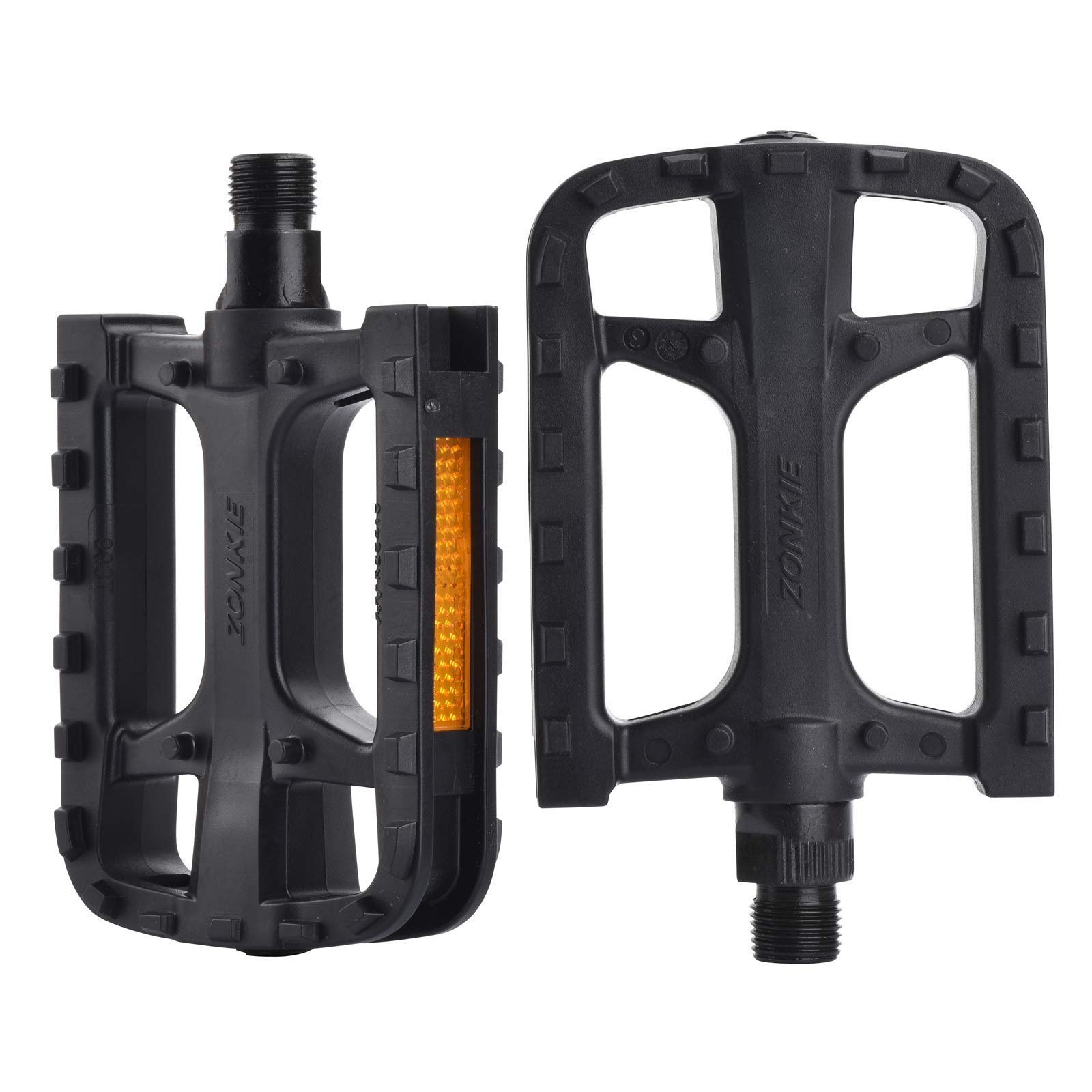ZONKIE Bike Pedals - Lightweight Plastic MTB & Road Bicycle Pedals, Non-Slip Platform Pedals for Cycling, Black | Perfect for Commuting, Mountain Biking & Urban Riding