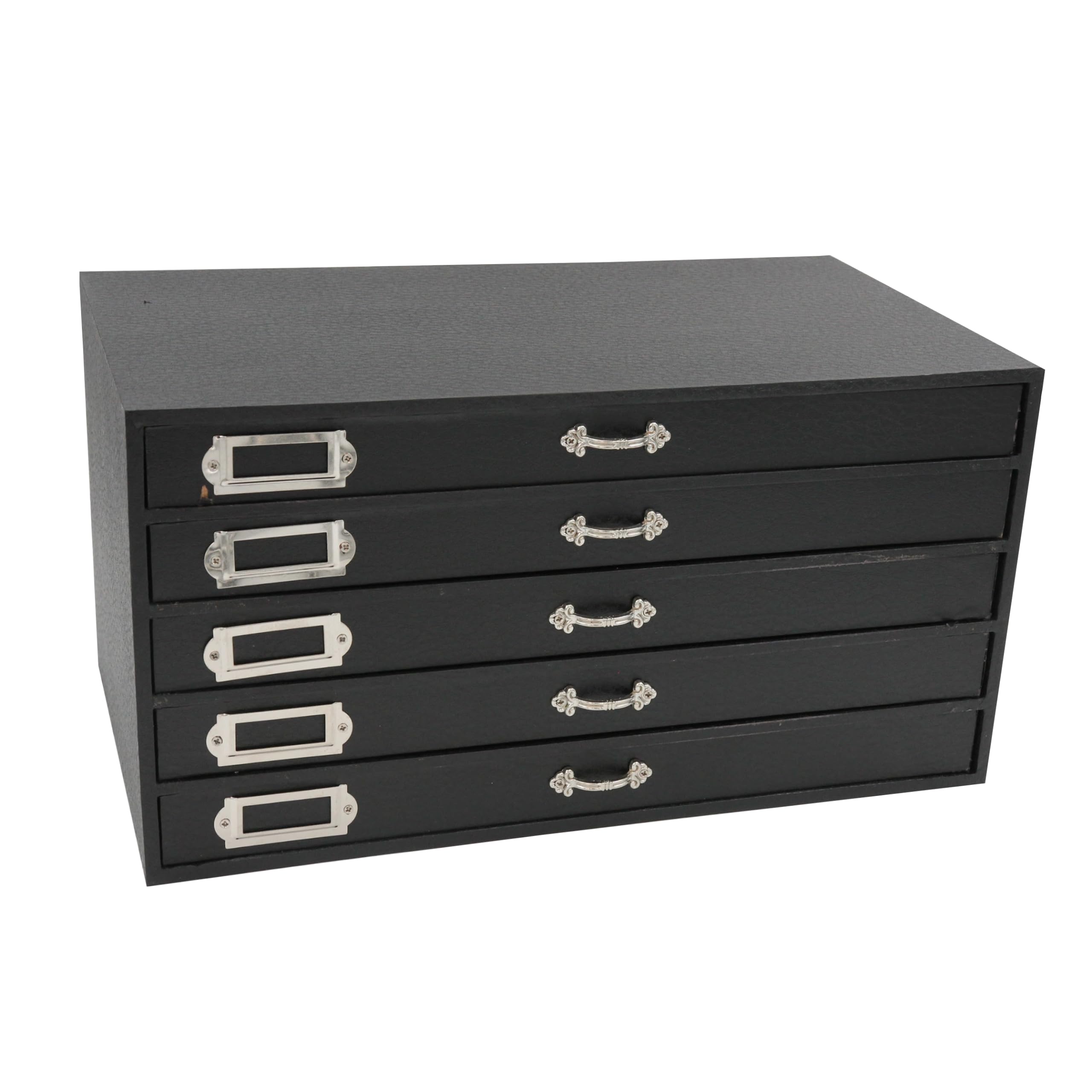 SSWBasics Jewelry Storage Organizer - 5-Drawer Jewelry Box with Black Faux Leather for Necklaces, Rings, Earrings - Perfect for Travel, Home Decor & Gift Giving