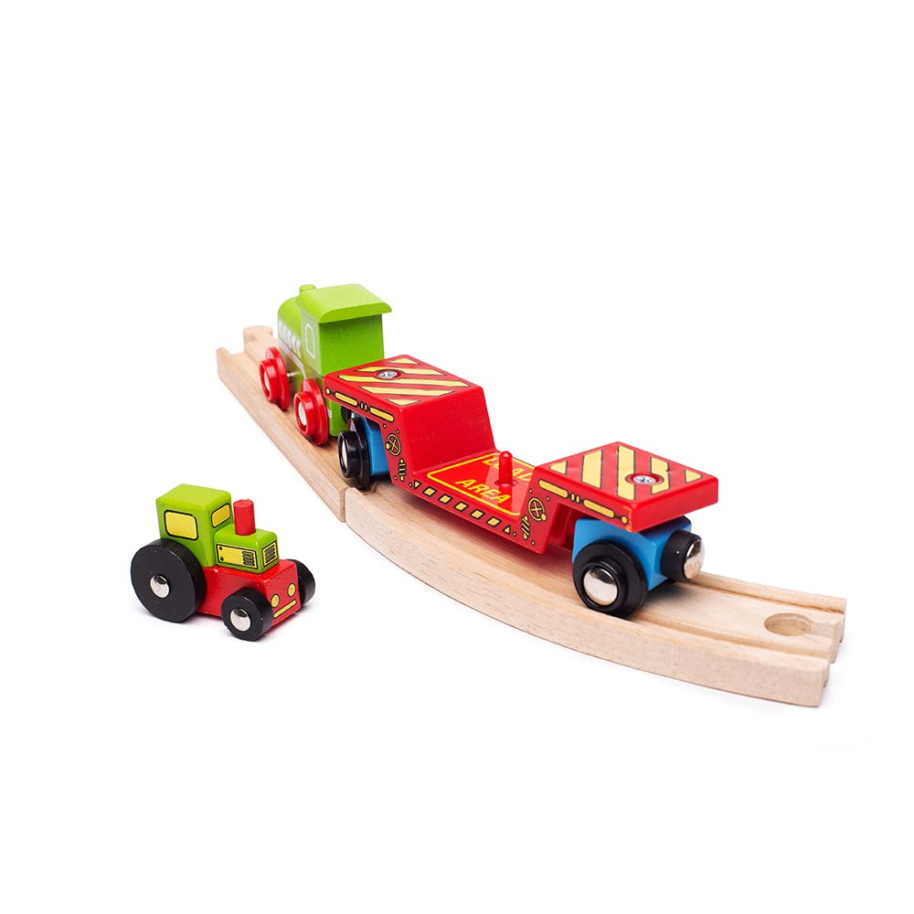 Bigjigs Rail Low Floor Wagon for Tractor Toy - Perfect for Kids' Train Sets and Imaginative Play