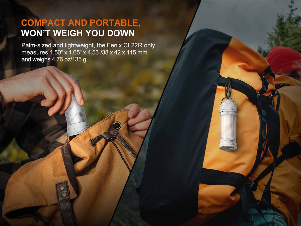 Fenix CL22R Rechargeable Camping Lantern - 500 Lumens, USB-C Charging, Waterproof Outdoor Light for Hiking, Emergency, Power Outages & Backpacking
