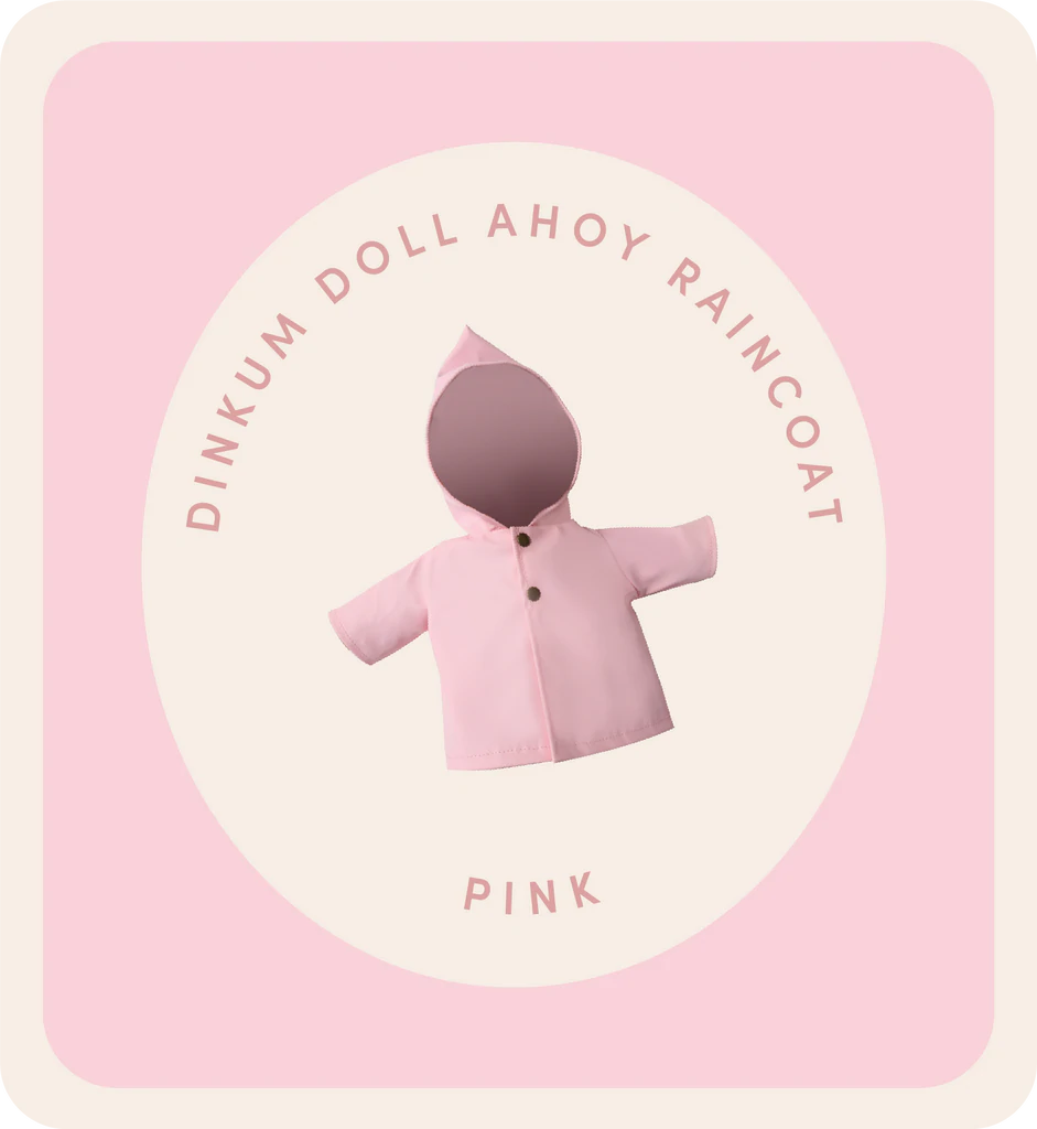 Dinkum Doll Ahoy Waterproof Raincoat for Kids - Pink, Lightweight & Hooded - Perfect for Outdoor Play, School, and Rainy Day Adventures