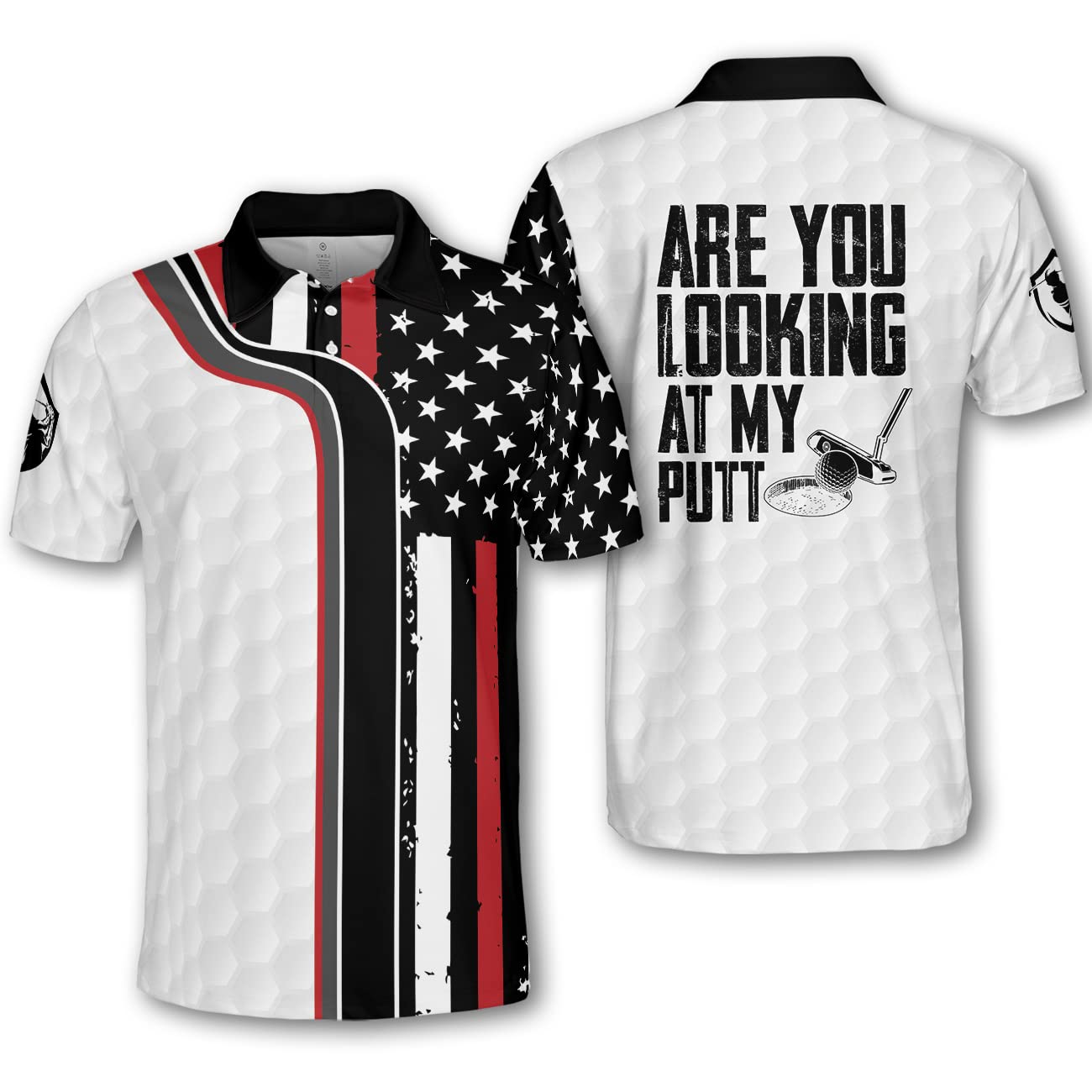 American Flag Golf Polo Shirt for Men - Patriotic & Funny Golf Polos - Breathable & Comfortable for Golfing, BBQ, and 4th of July Celebrations