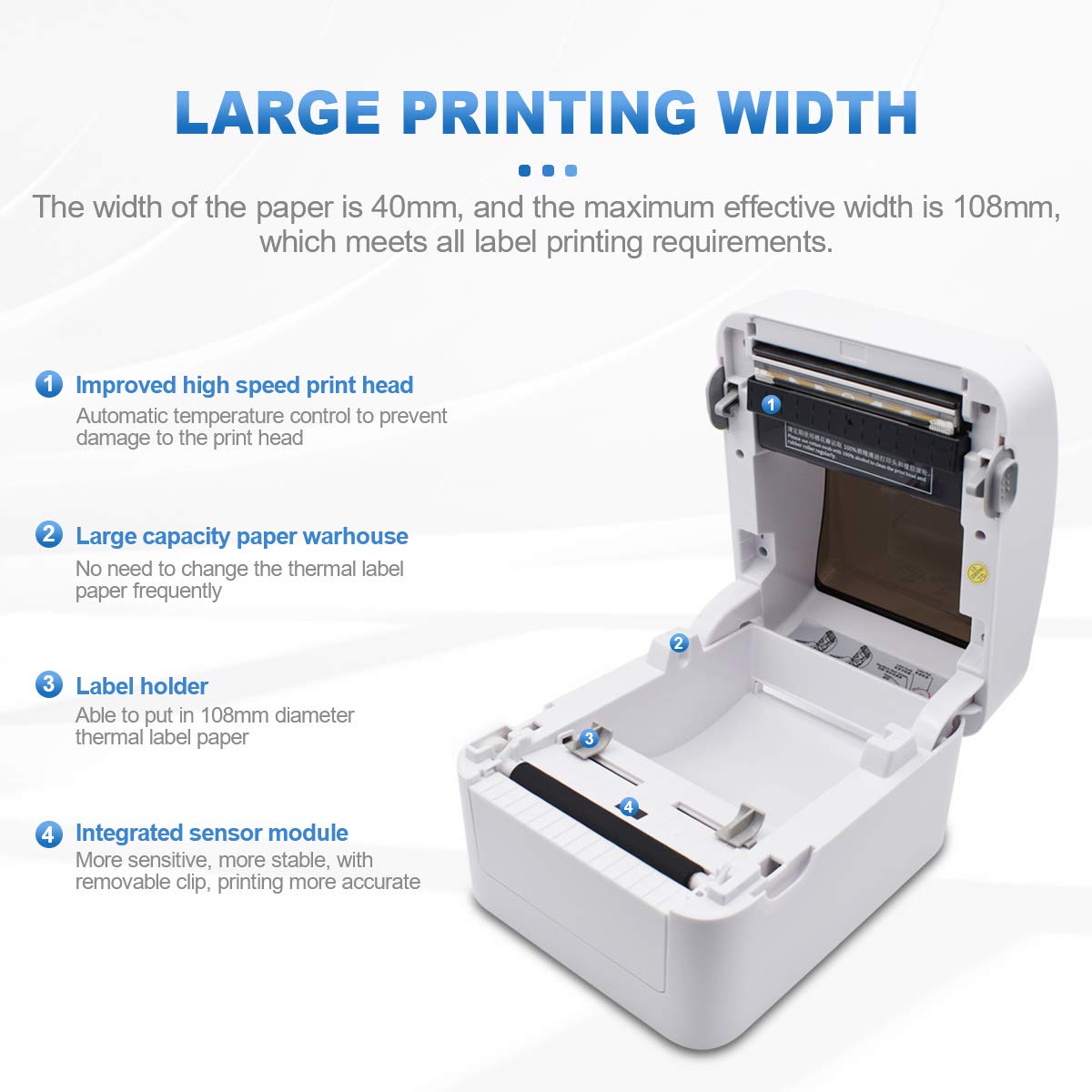 micmi Thermal Shipping Label Printer - 2100 Labels (6 Rolls, 4x6 Size) for Amazon, eBay, Etsy, Shopify, ShipStation, UPS, USPS, FedEx, DHL | Compatible with Windows & Mac | Perfect for E-commerce Shipping & Small Business Logistics