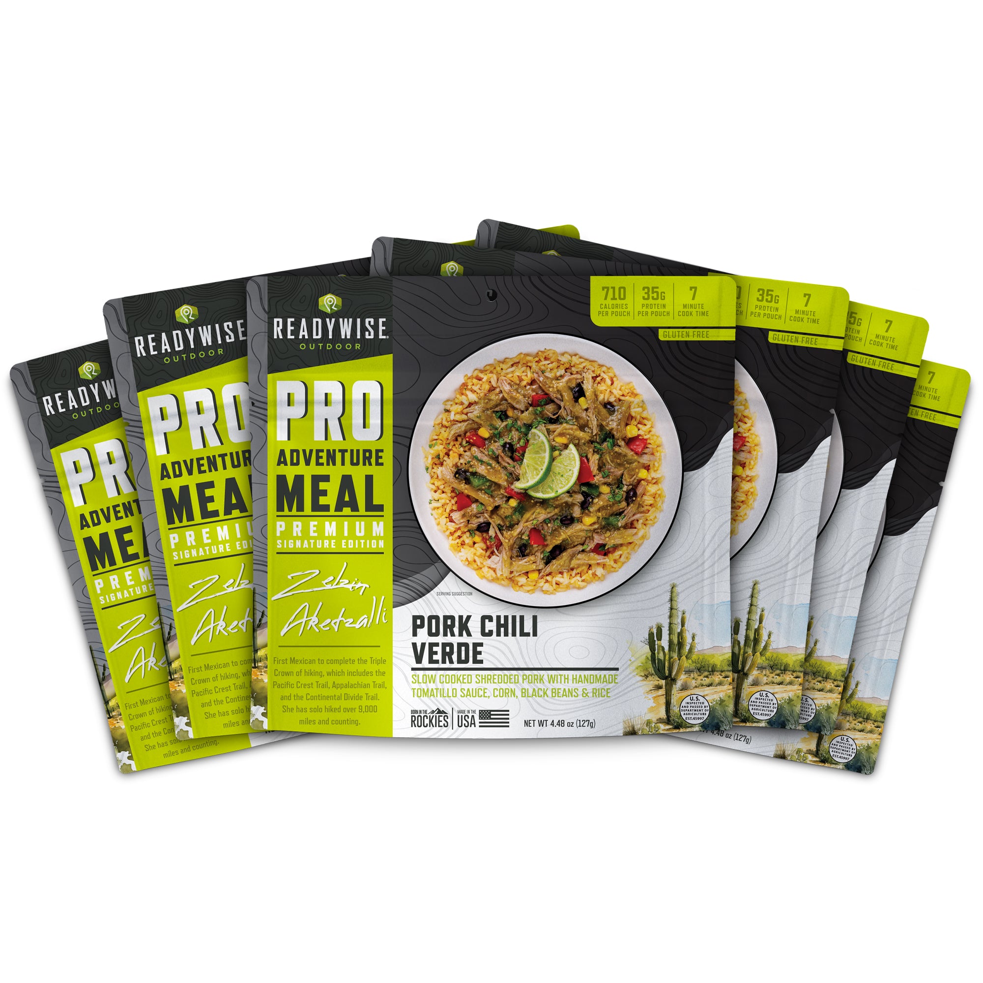 ReadyWise 6 Pack Pro Adventure Meal - Pork Chile Verde | Freeze-Dried Emergency Food for Camping, Hiking & Survival | Long Shelf Life & Easy Prep