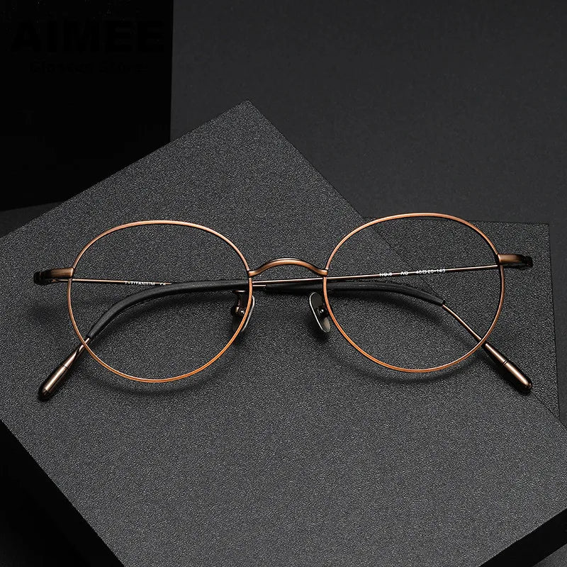 Aimee Unisex Full Rim Round Square Titanium Eyeglasses 14153 - Lightweight Durable Frame for Men & Women - Perfect for Reading, Work, and Everyday Use