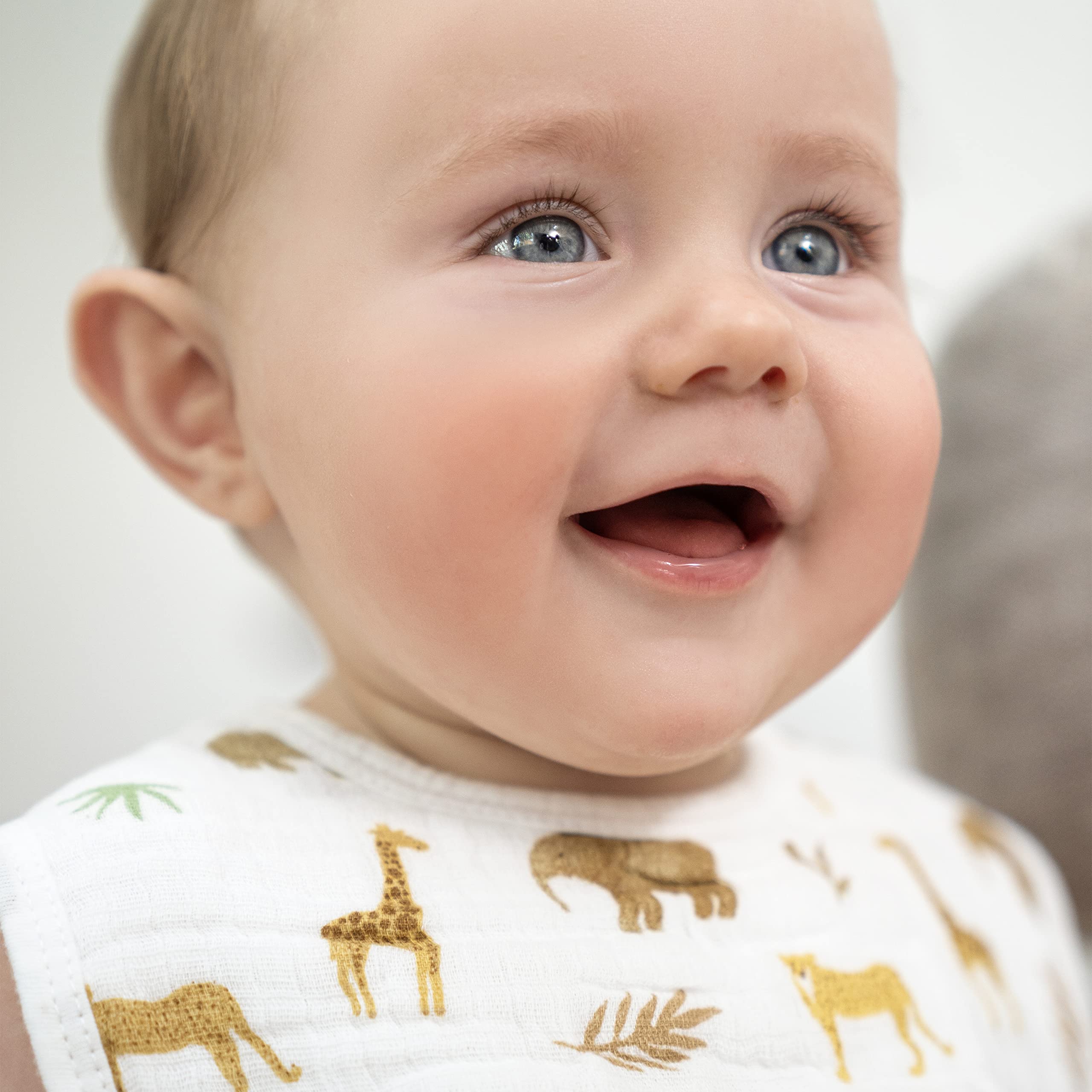 aden + anais Essentials Baby Bibs - Soft & Absorbent 100% Muslin Cotton Adjustable Snap Bibs Set for Boys & Girls (3 Pack, Tanzania) - Perfect for Feeding, Drooling & Mealtime Protection