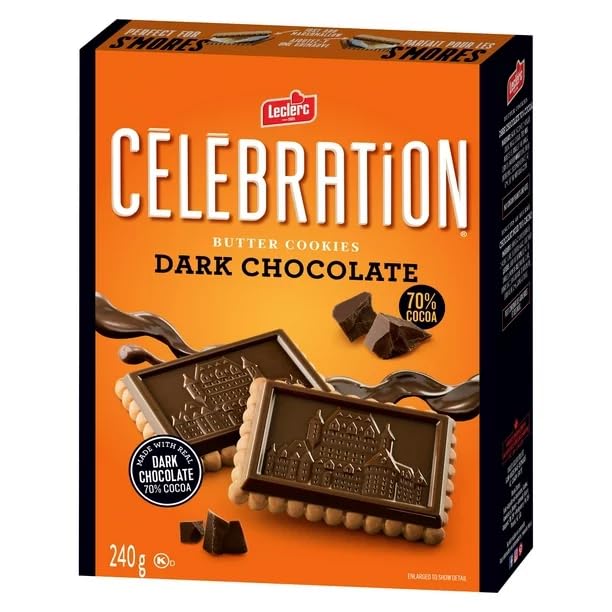 Premium Leclerc Butter Cookies with Rich Dark Chocolate - 240g/8.5oz | Gourmet Biscuits for Tea Time, Holiday Gifts & Special Occasions | Imported from Canada