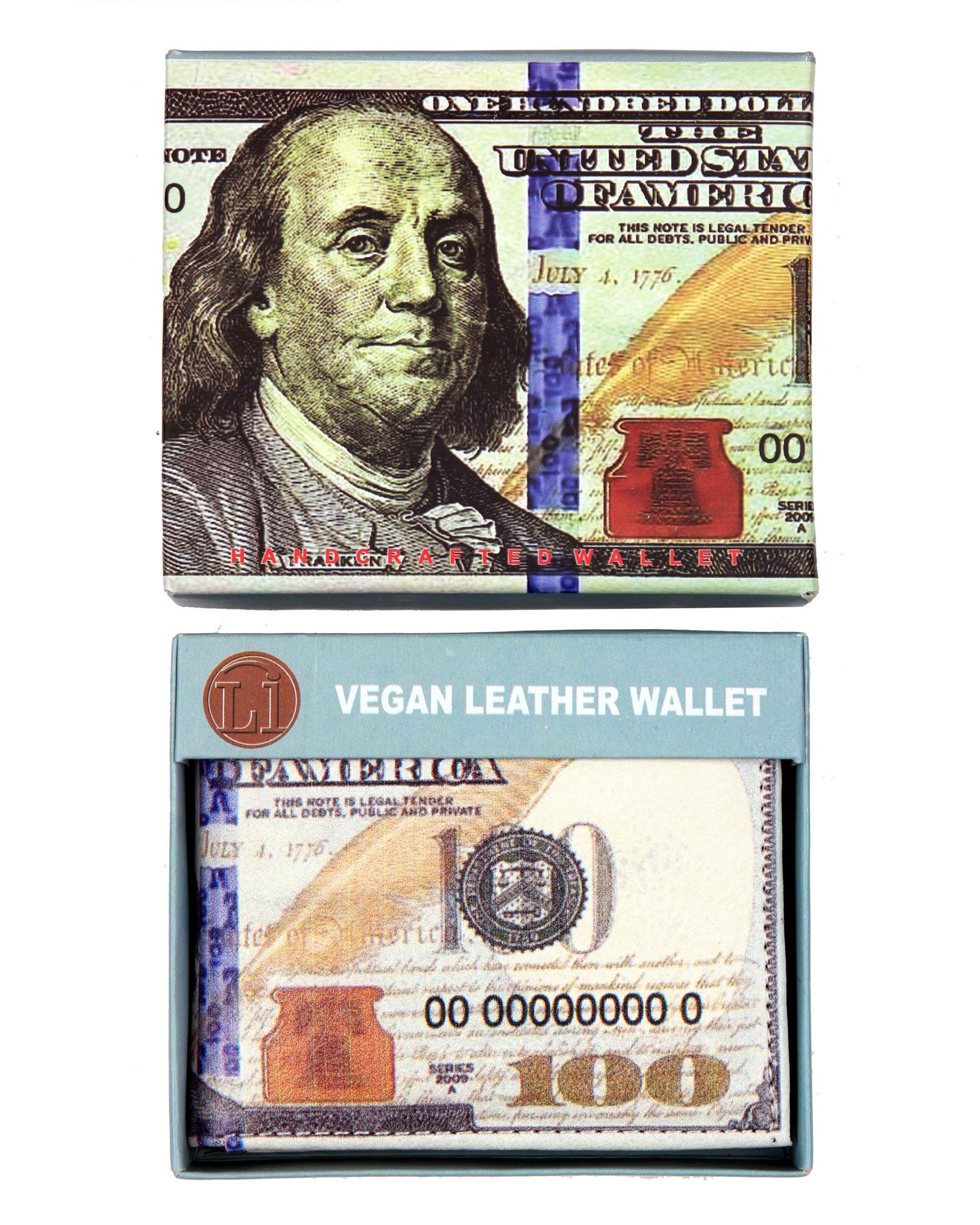 Premium Men's Leather Wallet with RFID Blocking - USA New $100 Dollar Bill Design, Credit Card Holder & ID Display - Perfect for Travel, Business & Everyday Use
