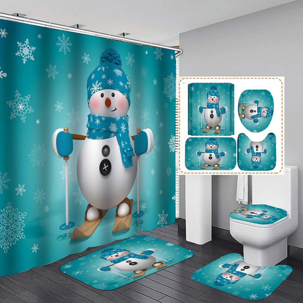 Vintage Red Truck Christmas Shower Curtain Set - Holiday Bathroom Decor with Retro Car Design - Waterproof Fabric Bath Curtain for Xmas, New Year & Winter Home Decor - Perfect for Holiday Parties, Family Gatherings & Festive Bathroom Makeovers