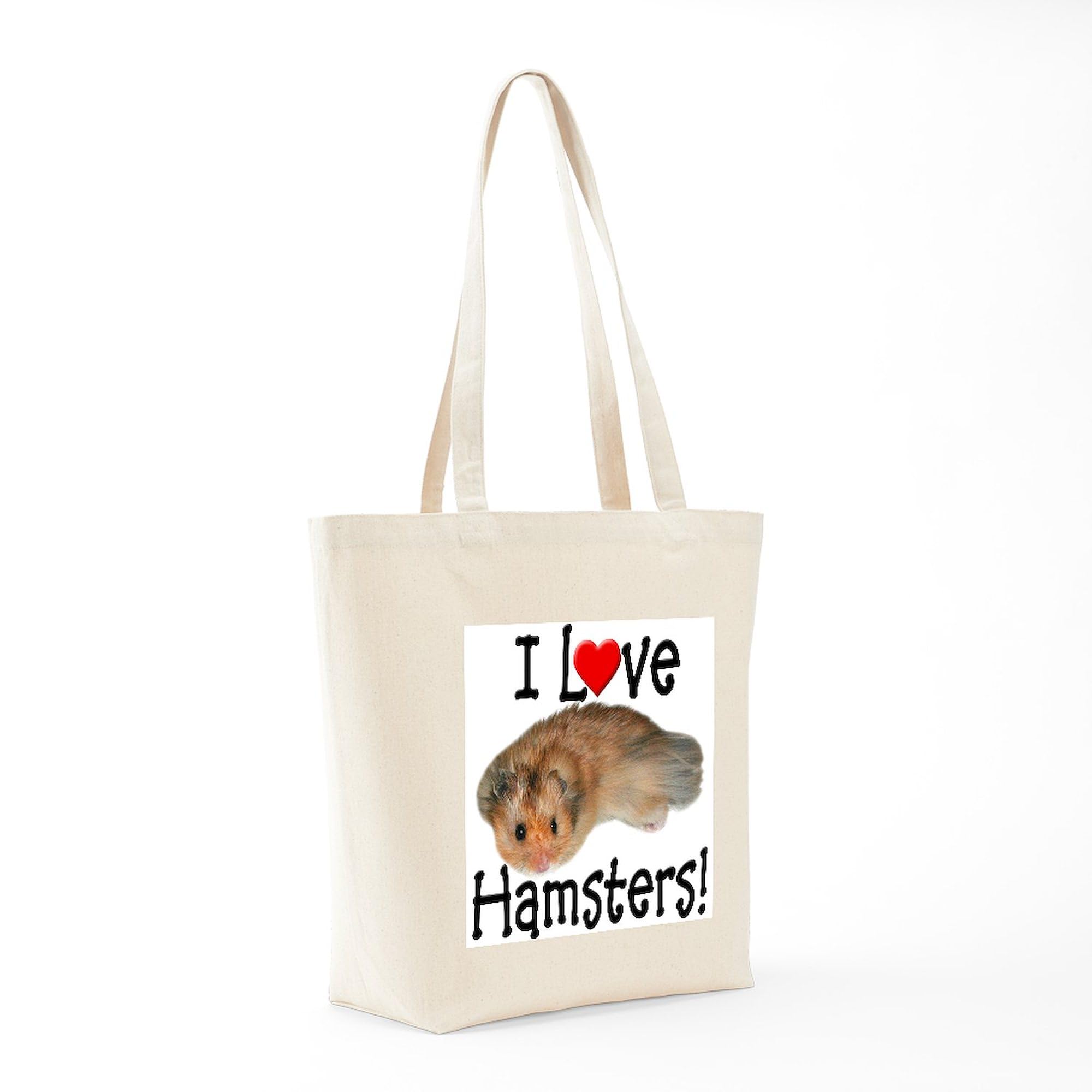 I Love Hamsters Tote Bag - Natural Canvas Reusable Shopping Bag for Groceries, Beach & Daily Use | Cute Hamster Lover Gift