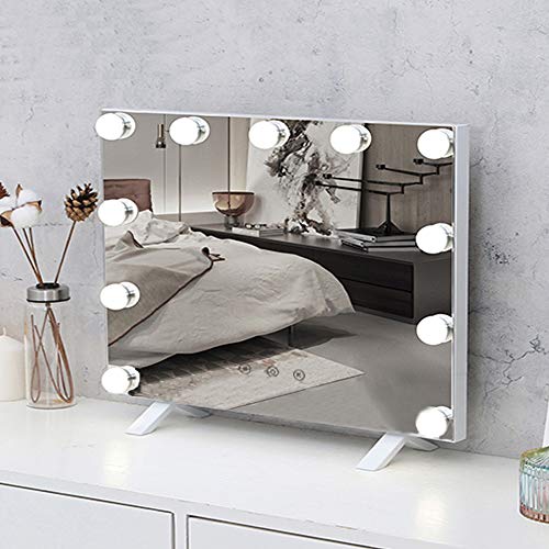 11 LED Hollywood Vanity Mirror with Touch Dimmer - Large Lighted Makeup Mirror for Dressing Table, Bathroom & Bedroom - Perfect Birthday Gift (White)