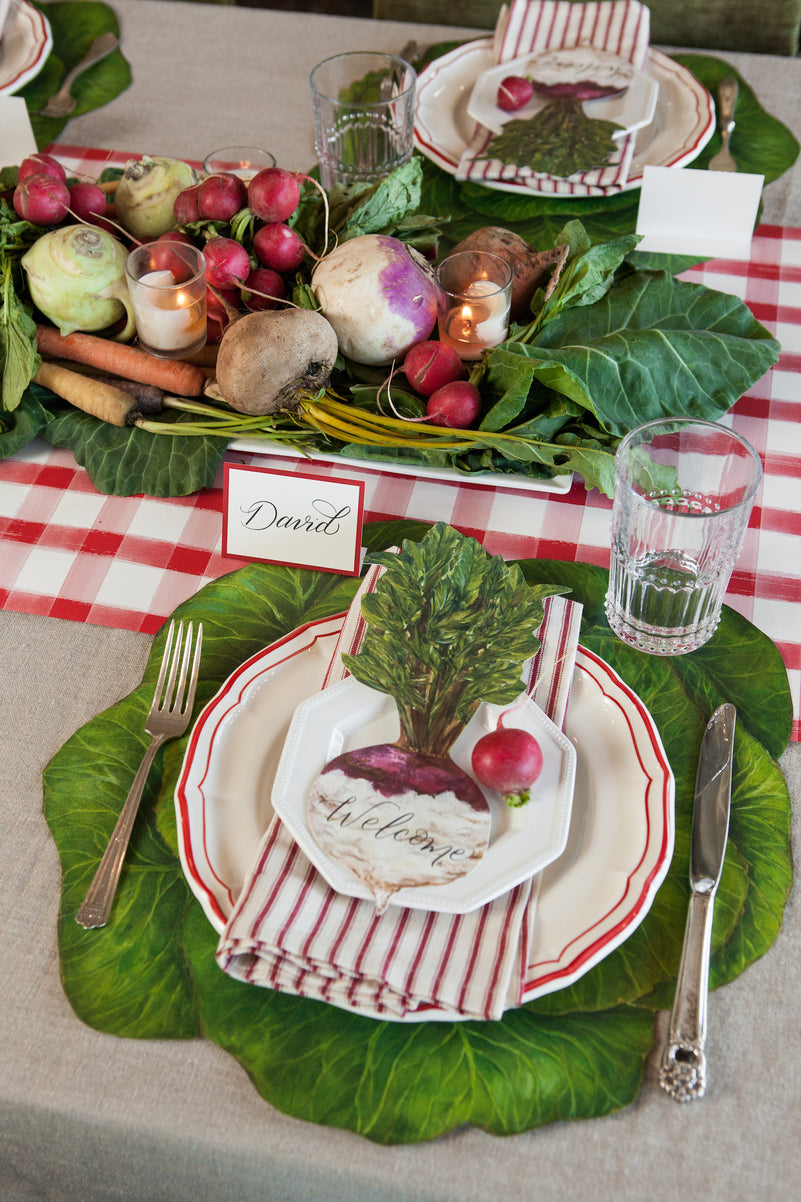 Premium Die-Cut Cabbage Leaf Placemats - Eco-Friendly Table Decor for Farmhouse, Rustic & Spring Dinner Parties - Set of 6 Washable Kitchen Mats