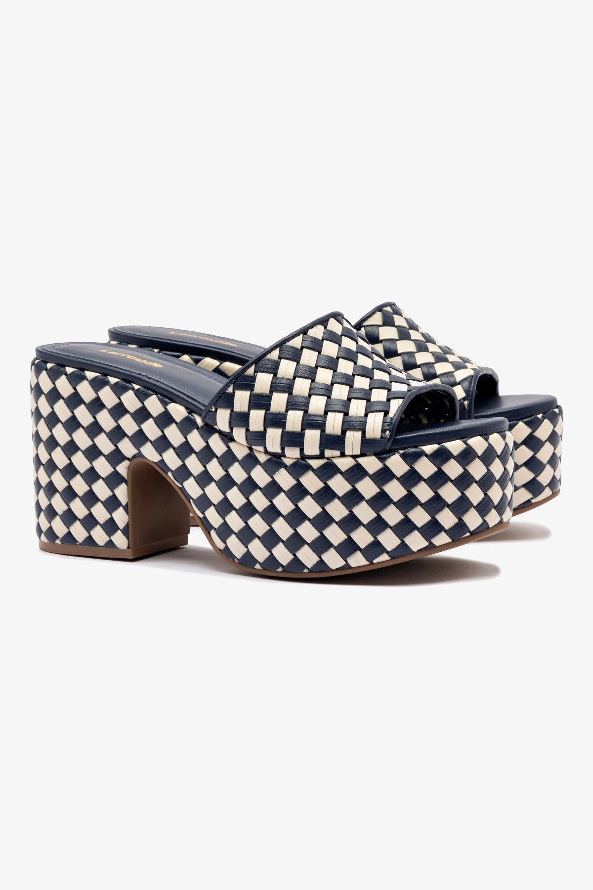 Miso Platform Sandal - Navy & Ivory Leather Women's Casual Shoes | Comfortable Summer Sandals for Beach, Walking, and Outdoor Activities