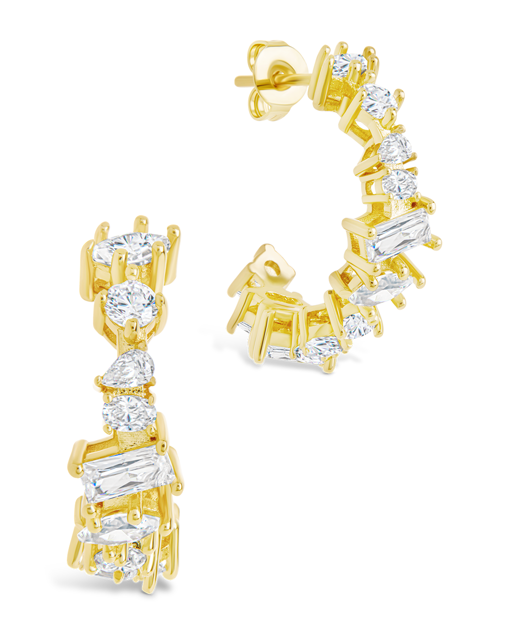 Keziah Geo Cut CZ Hoops - Stylish Cubic Zirconia Earrings for Women | Perfect for Parties, Weddings & Everyday Wear