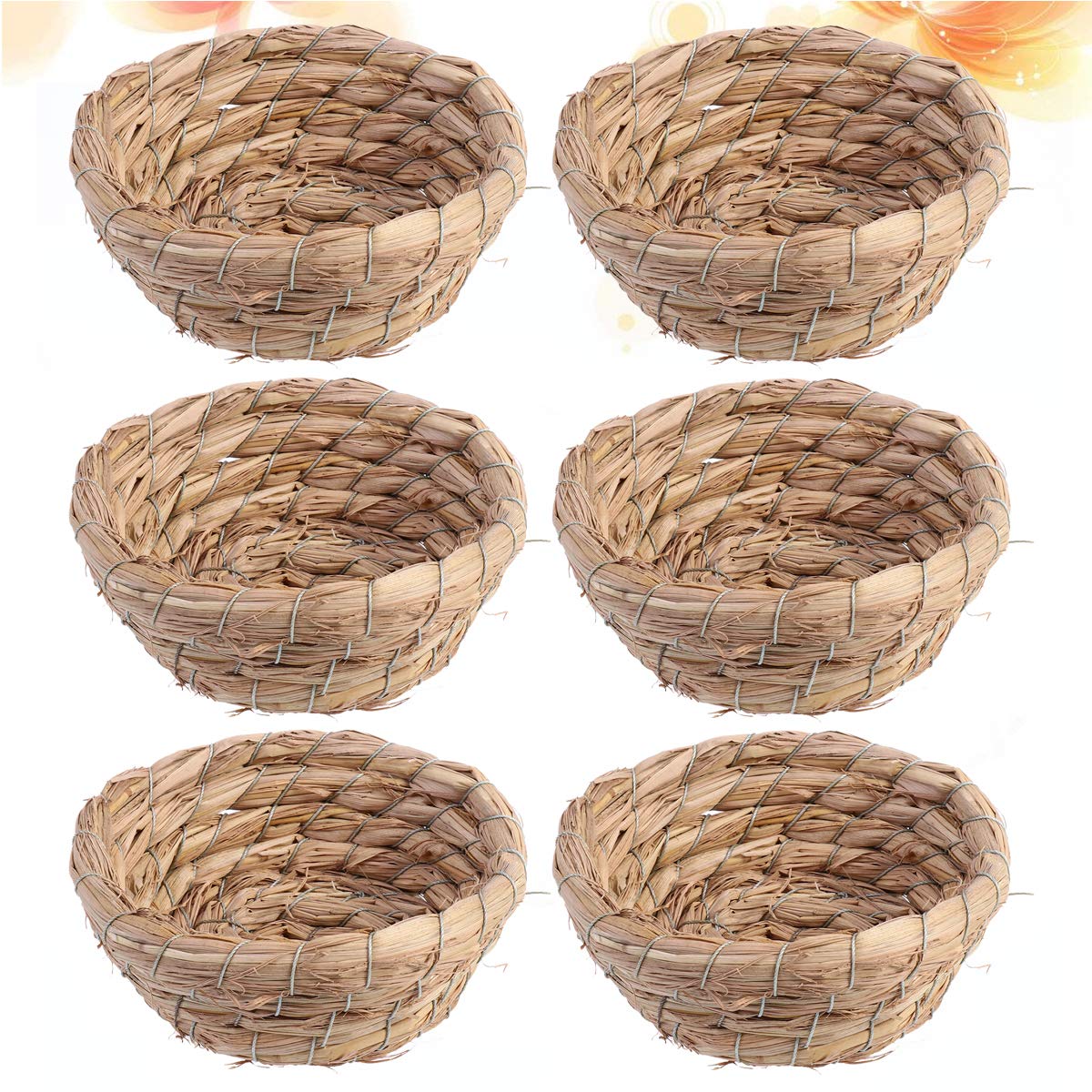 Baluue 6pcs Straw Bird Nest - Natural Handmade Woven Nesting Basket for Small Birds - Perfect for Pet Birds, Garden Decor, and DIY Crafts