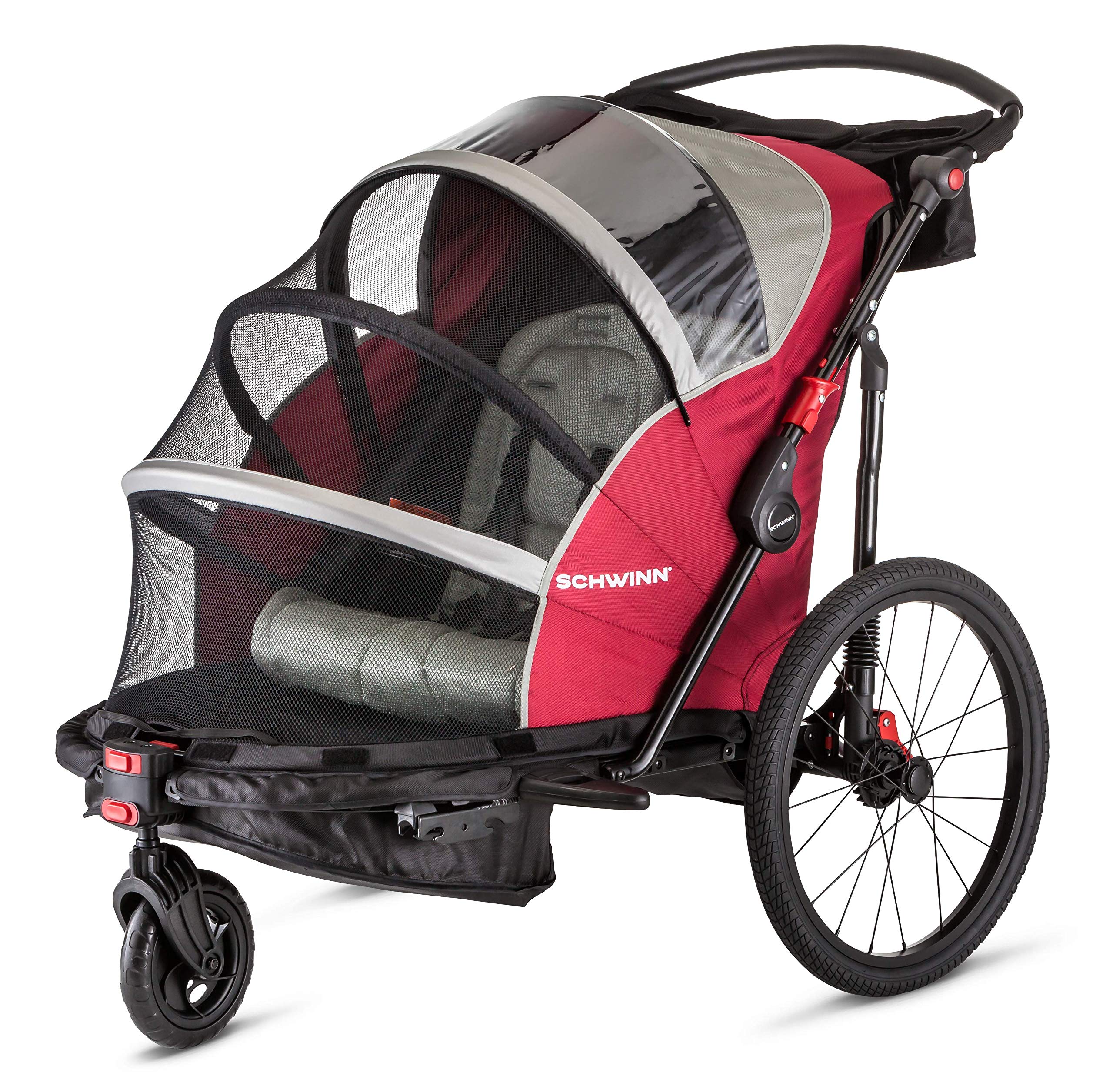 Schwinn Joyrider Echo & Trailblazer Bike Trailer for Kids - Convertible Single/Double Seat Baby Carrier with Canopy, 16/20
