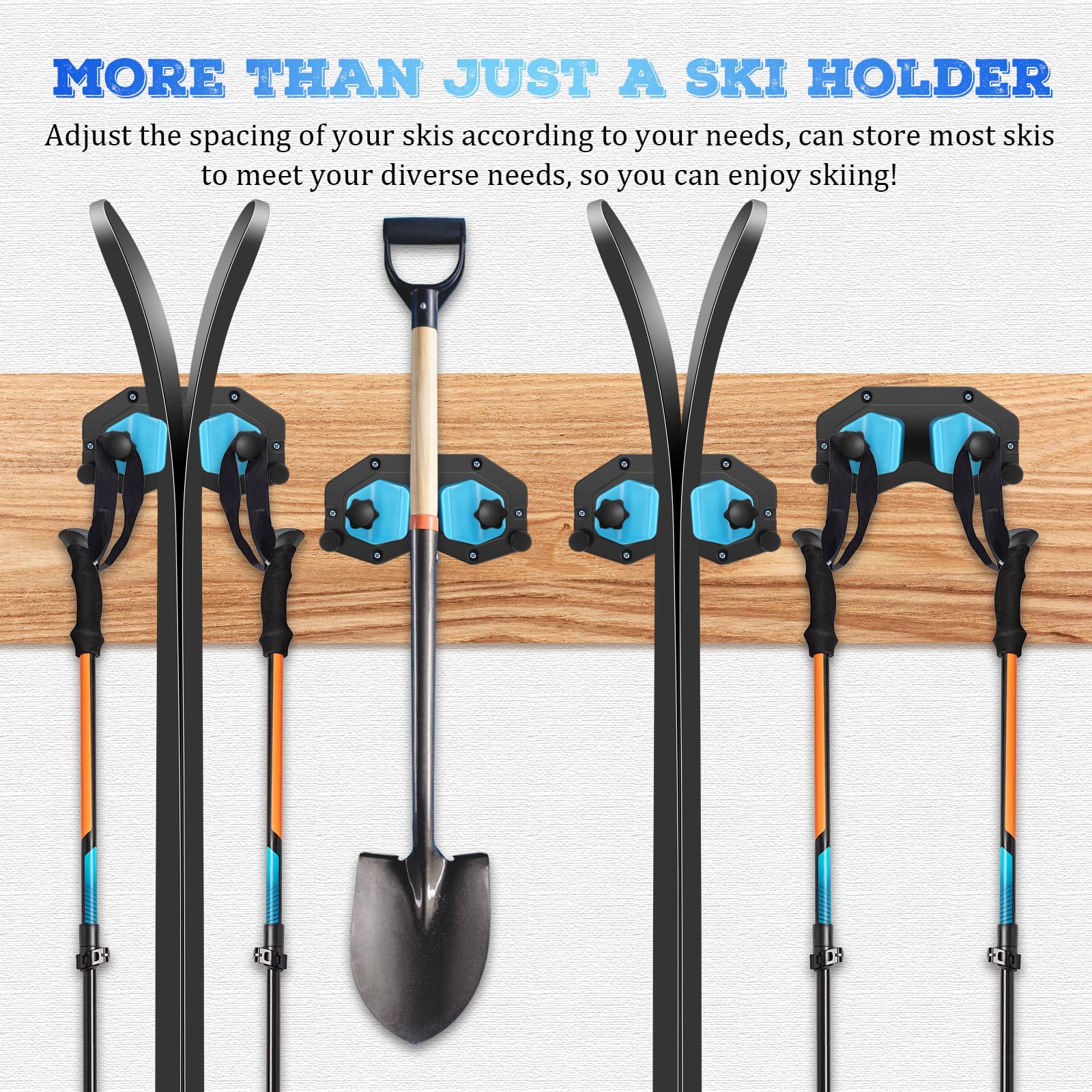 6 Pack Ski and Snowboard Wall Mount Rack - Heavy Duty Garage Storage Organizer for Skis, Snowboards & Gear - Space Saving Tool Holder for Men & Women - Perfect for Home, Garage, or Cabin Organization