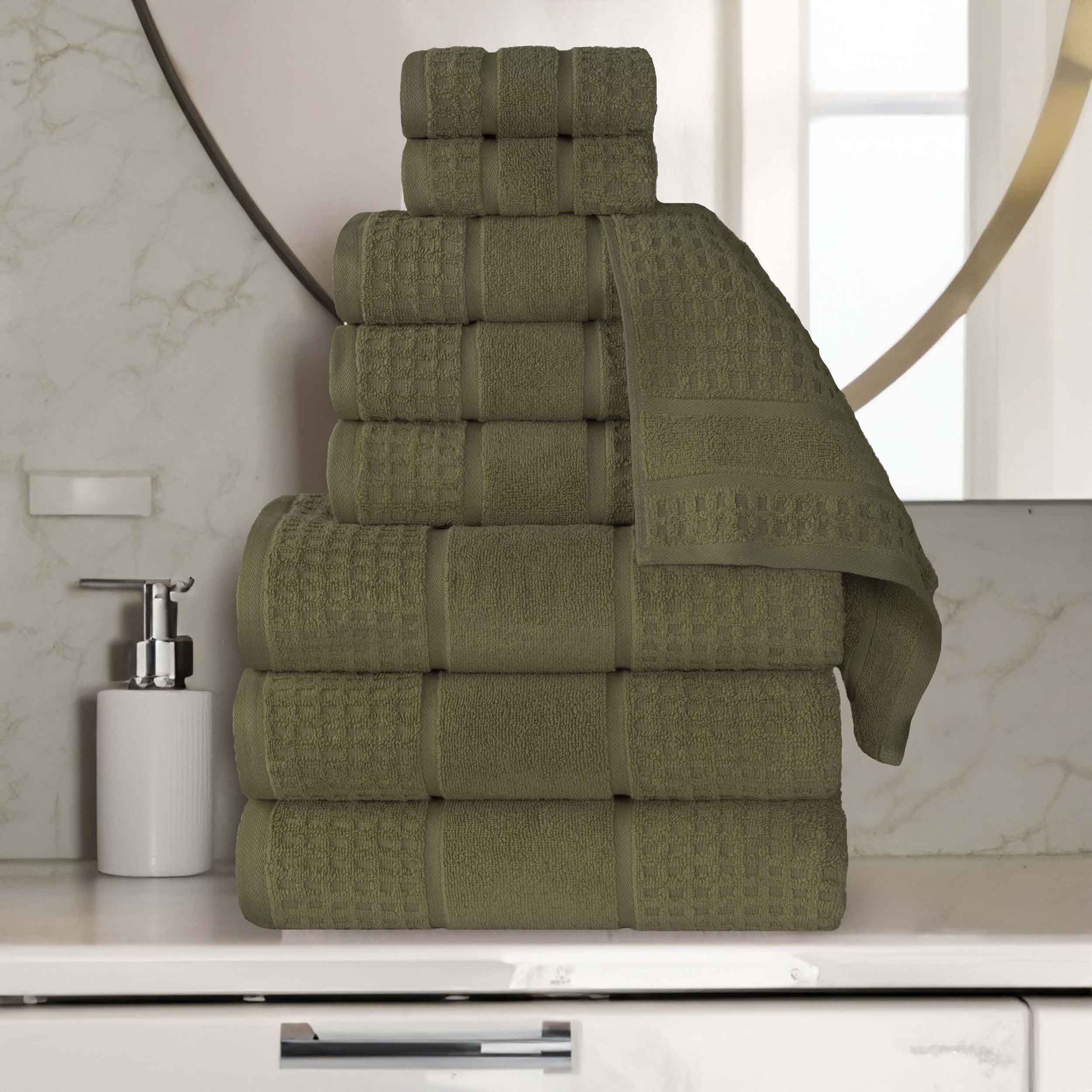 Premium Zero Twist Cotton Waffle Honeycomb Towel Set - 9 Piece Ultra Soft & Absorbent Bath Towels for Spa, Gym & Luxury Home Use