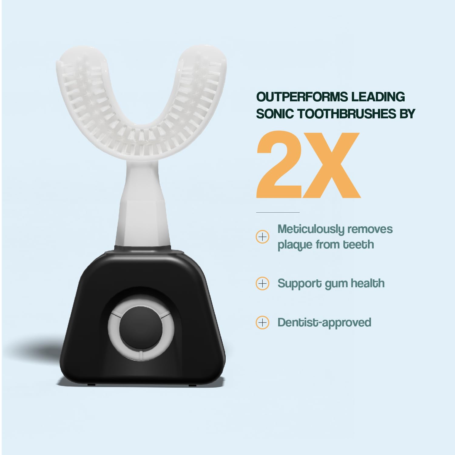 Y-Brush Electric Toothbrush - Y-Shaped Sonic Toothbrush with 3 Months Battery Life - Nylon Black Premium Pack - Perfect for Travel & Daily Oral Care