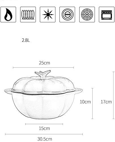 Sooiy 3L Creative Pumpkin Cast Iron Enamel Stew Pot - Thickened Healthy Cookware Casserole for Picnic, Camping & Outdoor Cooking (Orange) - Durable Enameled Dutch Oven for Soups, Stews & Baking