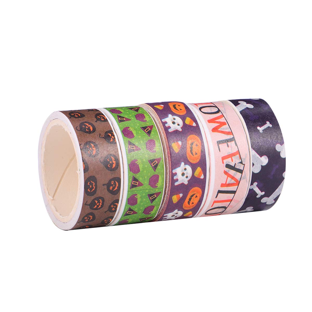 5 Rolls Halloween DIY Craft Tape - Decorative Washi Tape for Scrapbooking, Gift Wrapping, and Party Decorations - Perfect for Halloween DIY Projects, Home Decor, and Creative Gift Packaging