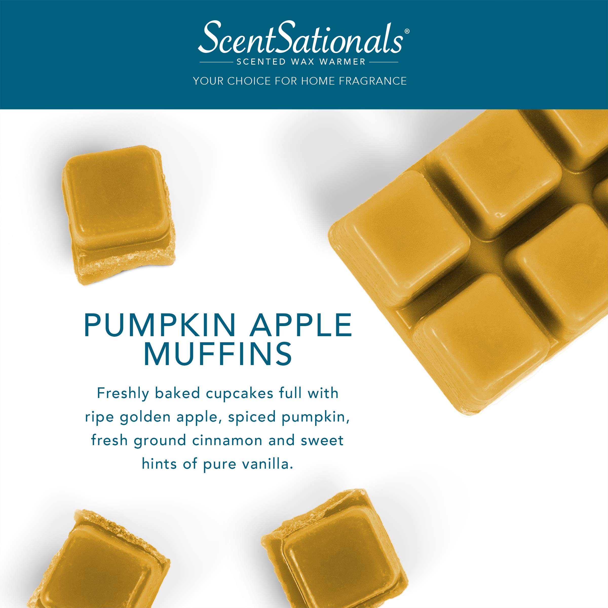 ScentSationals Pumpkin Apple Muffins Scented Wax Cubes - 6 Pack, Fall Home Fragrance Wax Melts for Wax Warmers, Aromatherapy & Cozy Autumn Decor