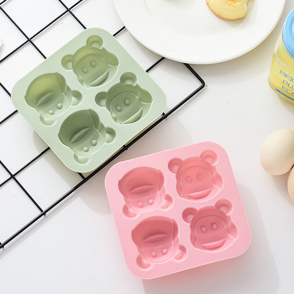 4 Pack Silicone Monkey Soap Molds - Non-Stick Animal Jello & Chocolate Candy Molds for DIY Baking, Cakes, Cookies, Ice Cubes, Fondant, Pudding (Perfect for Kids Birthday Parties & Holiday Treats)