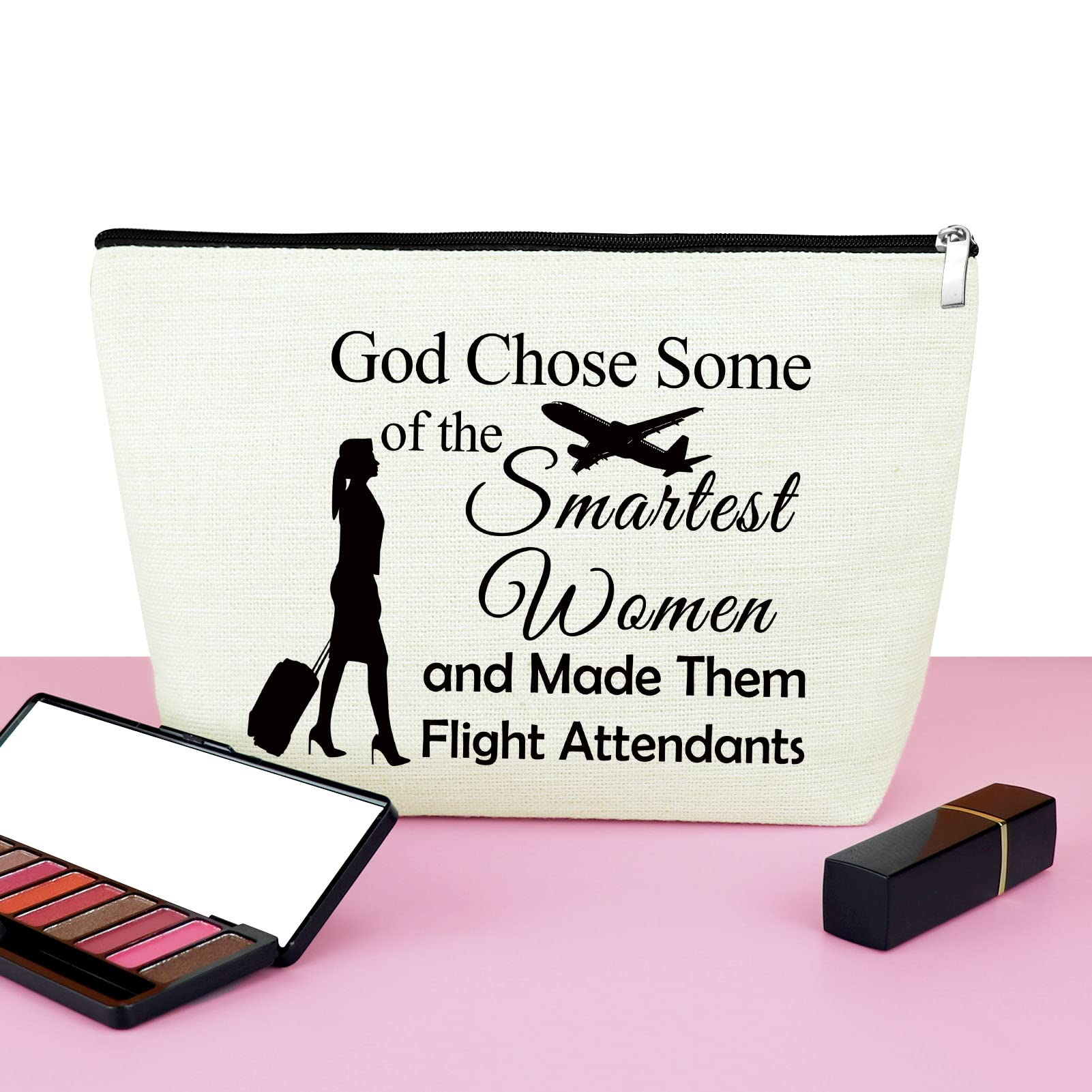 Flight Attendant Makeup Bag for Women - Aviation Themed Cosmetic Pouch | Perfect Stewardess Gift for Graduation, Birthday, Appreciation, Thanksgiving & Retirement | Travel-Friendly Toiletry Organizer for Flight School, Cabin Crew & Air Travel
