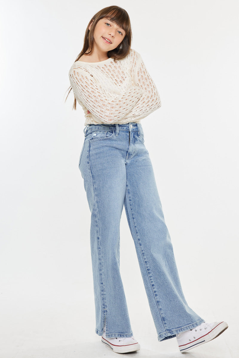 Aurora High Rise Wide Leg Jeans for Kids - Trendy & Comfortable Denim Pants for Girls & Boys - Perfect for School, Play & Everyday Wear
