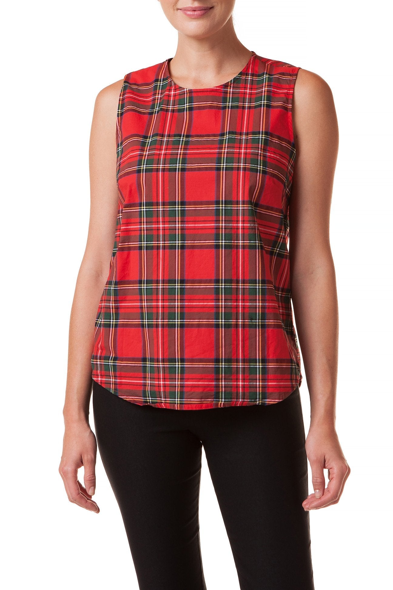 Royal Stewart Tartan Sleeveless Top for Women - Stylish Plaid Summer Blouse for Casual Outings and Festive Events