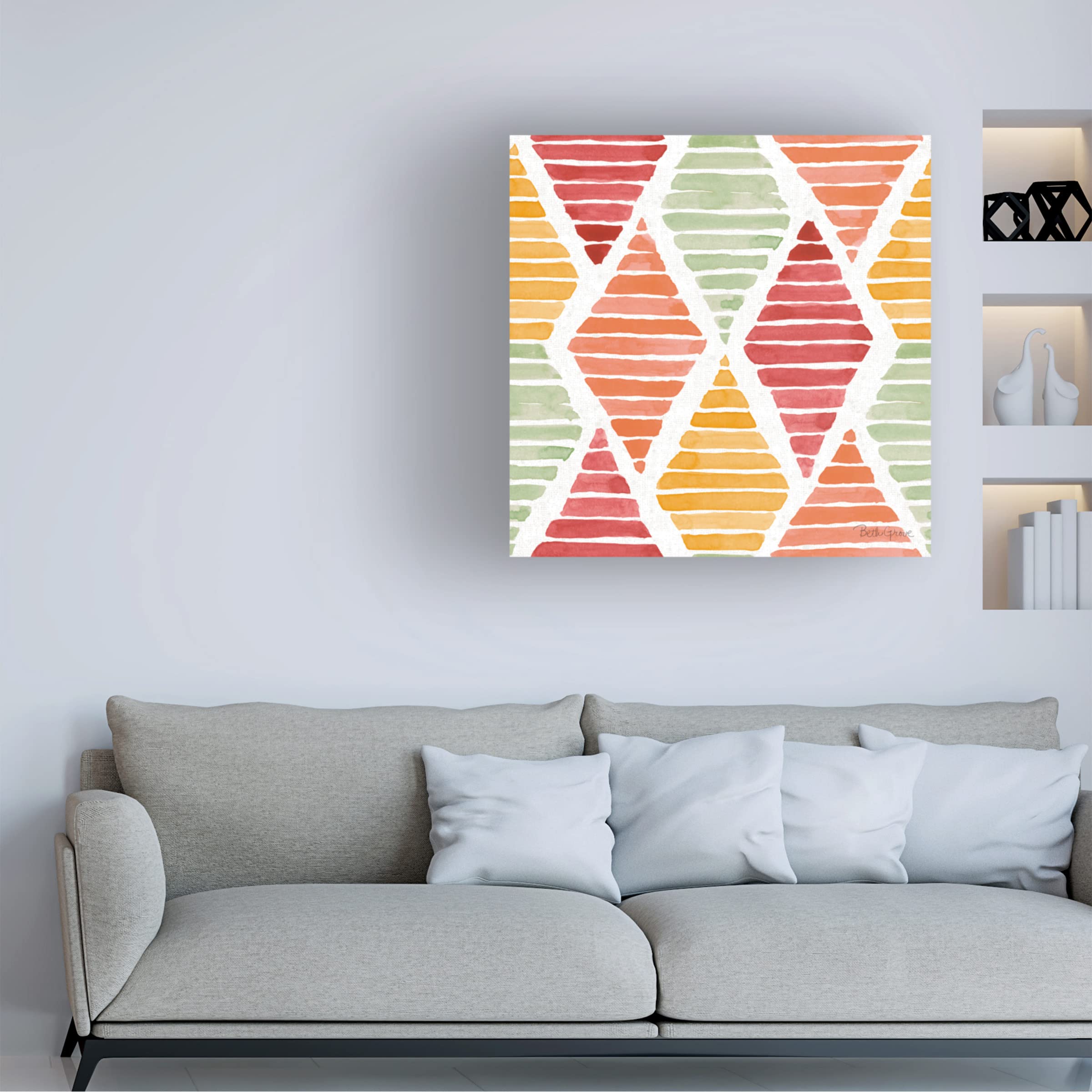 Beth Grove 'Harvest Bouquet Pattern IIA' Floral Canvas Wall Art - Handmade Home Decor for Living Room, Bedroom & Office