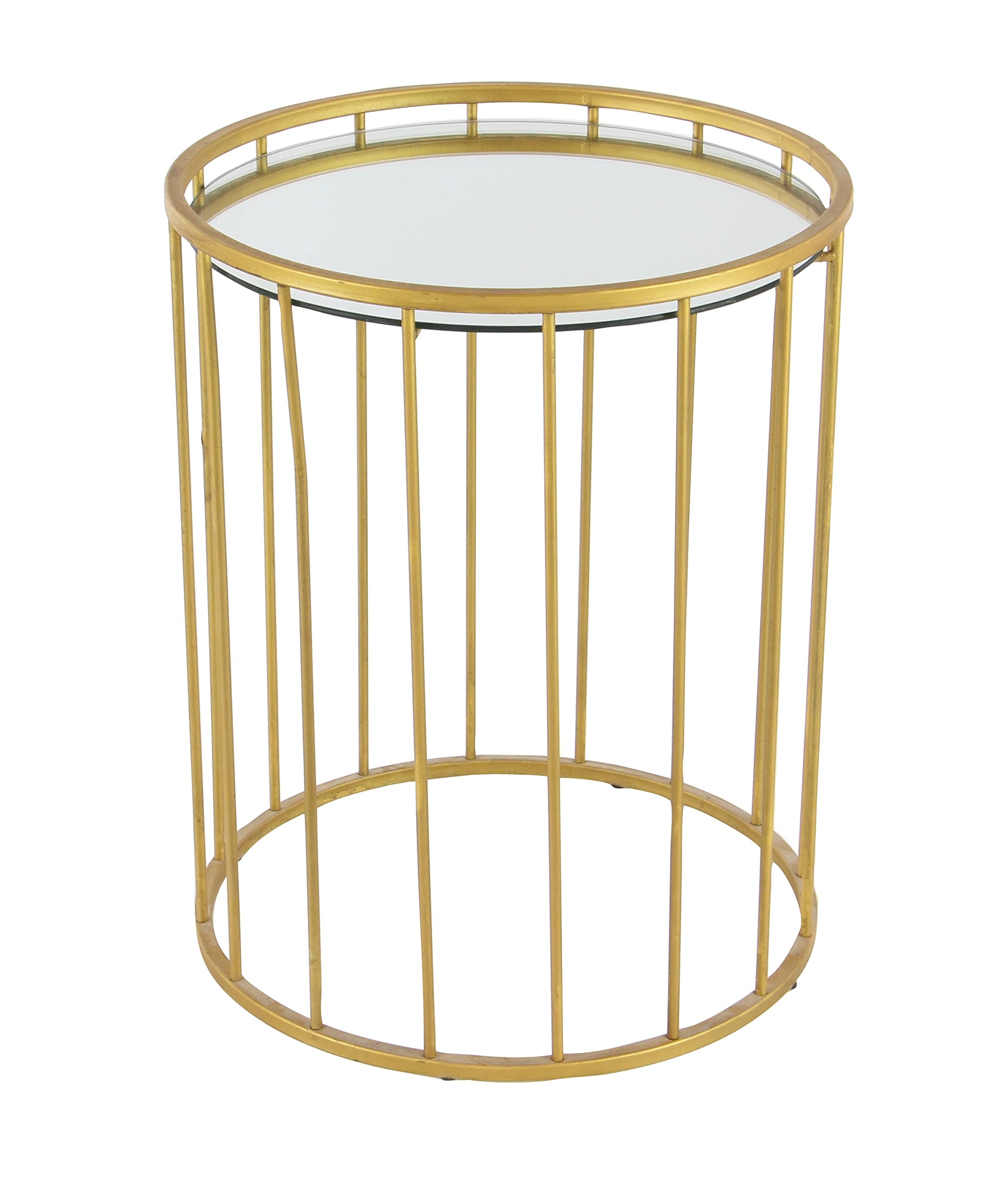 Deco 79 Modern Gold Metal Side End Accent Tables with Mirrored Glass Top - Set of 3 (22
