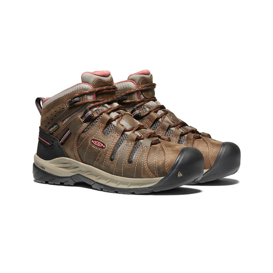 Women's Flint II Waterproof Soft Toe Work Boots - Cascade Brown/Brick Dust | Durable & Comfortable for Outdoor Hiking, Construction & Winter Wear