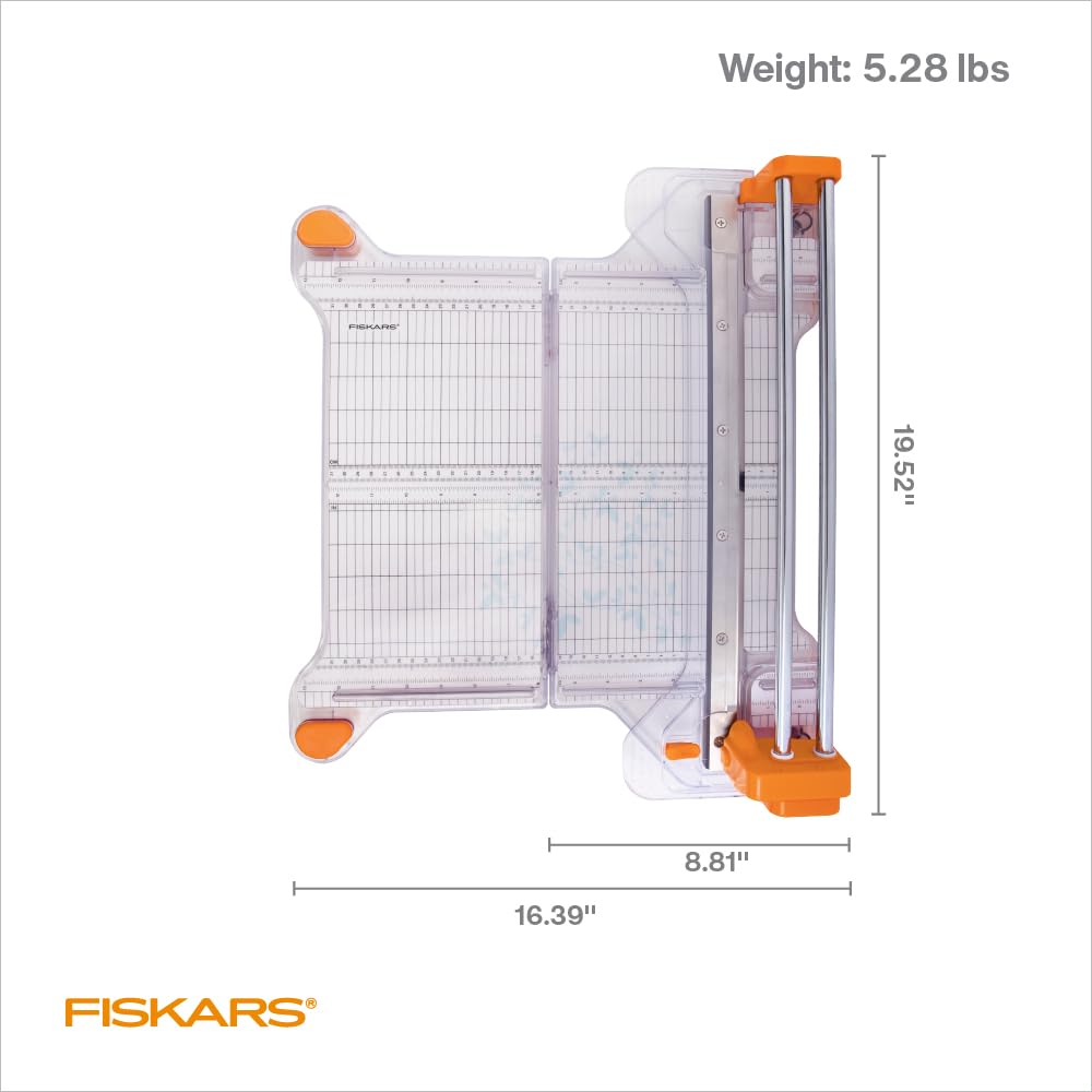 Fiskars ProCision Rotary Bypass Paper Trimmer - 12 Inch Cutting Length - Precision Craft Paper Cutter with Grid Lines for Scrapbooking, Card Making & Mixed Media Projects - Orange Office & Crafting Essential