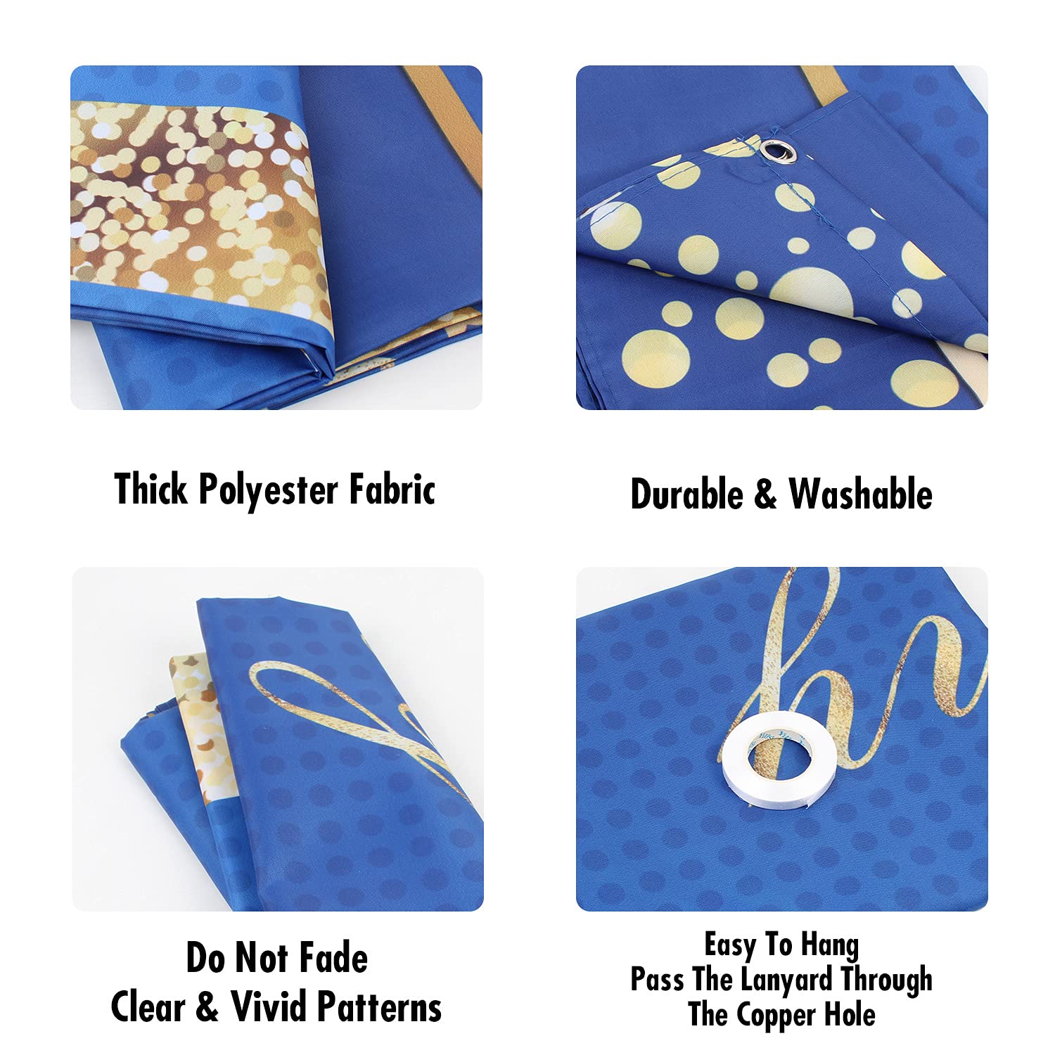 60th Birthday Banner Backdrop - Navy Blue & Gold Selfie Photo Booth Props Frame - 60 Years Old Birthday Decorations for Women & Men - Photography Party Supplies - Perfect for Milestone Celebrations & Social Media Photos
