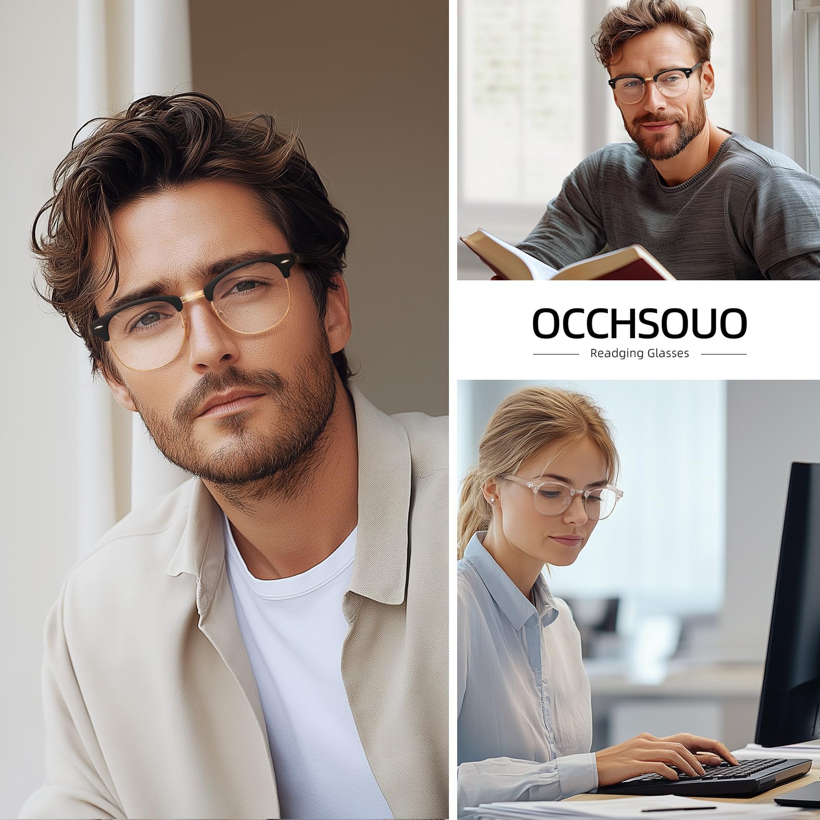 Occhsouo Blue Light Blocking Glasses for Men & Women - Anti Blue Light Computer Glasses, Screen Protector for TV Work Gaming & Reading - Reduce Eye Strain & Improve Sleep