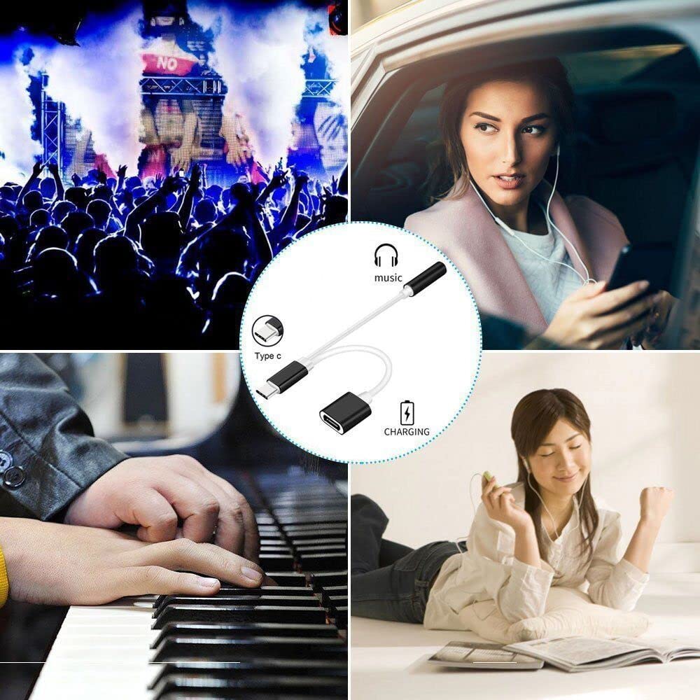 USB C to 3.5mm Audio and Charger Adapter - 2-in-1 Type C to Aux Jack with 60W PD Fast Charging - Compatible with Samsung Galaxy S21/S20/Note 20, Google Pixel 4/3/2 XL & More USB-C Phones - Perfect for Music, Gaming & Simultaneous Charging