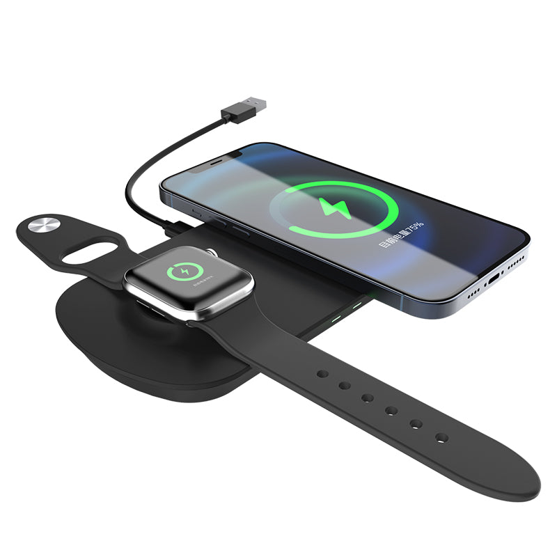 2 in 1 Apple Wireless Charger Stand for iPhone & AirPods - Fast Qi Charging Pad for Home, Office & Nightstand Use