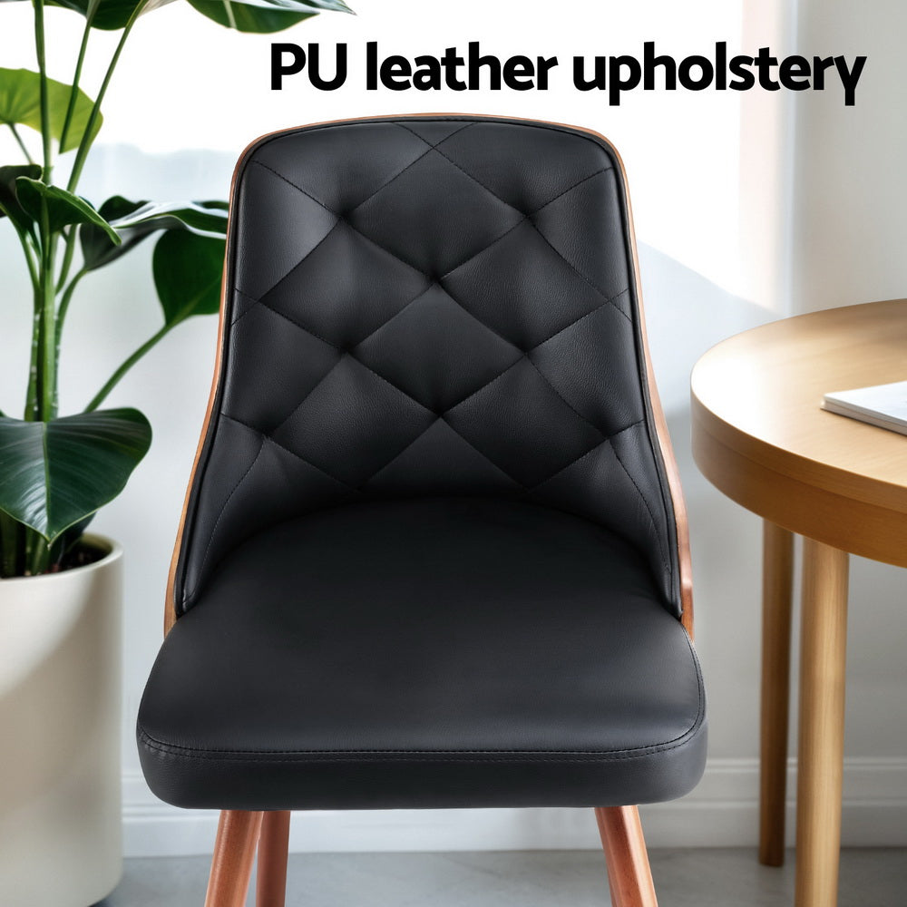 4-Piece Artiss Dining Chair Set - Black PU Leather Upholstered Modern Kitchen Chairs for Dining Room, Kitchen, Restaurant & Home Decor