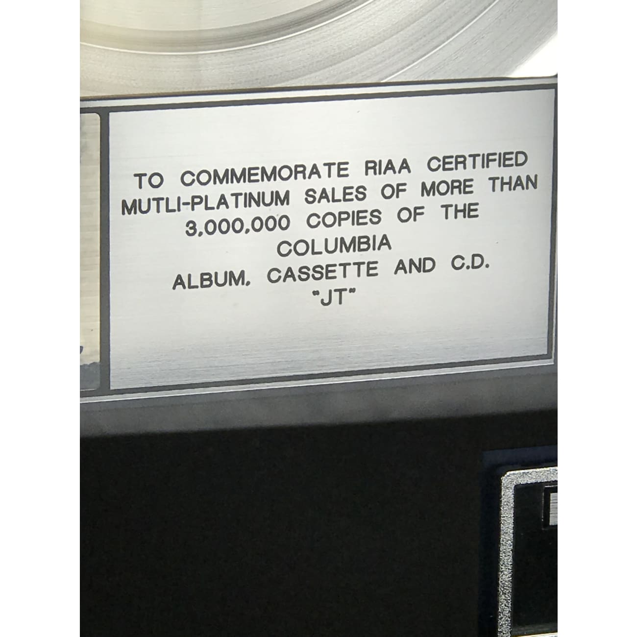 James Taylor J.T. RIAA 3x Platinum Award - Certified Framed Music Memorabilia for Home Decor & Music Lovers Collection